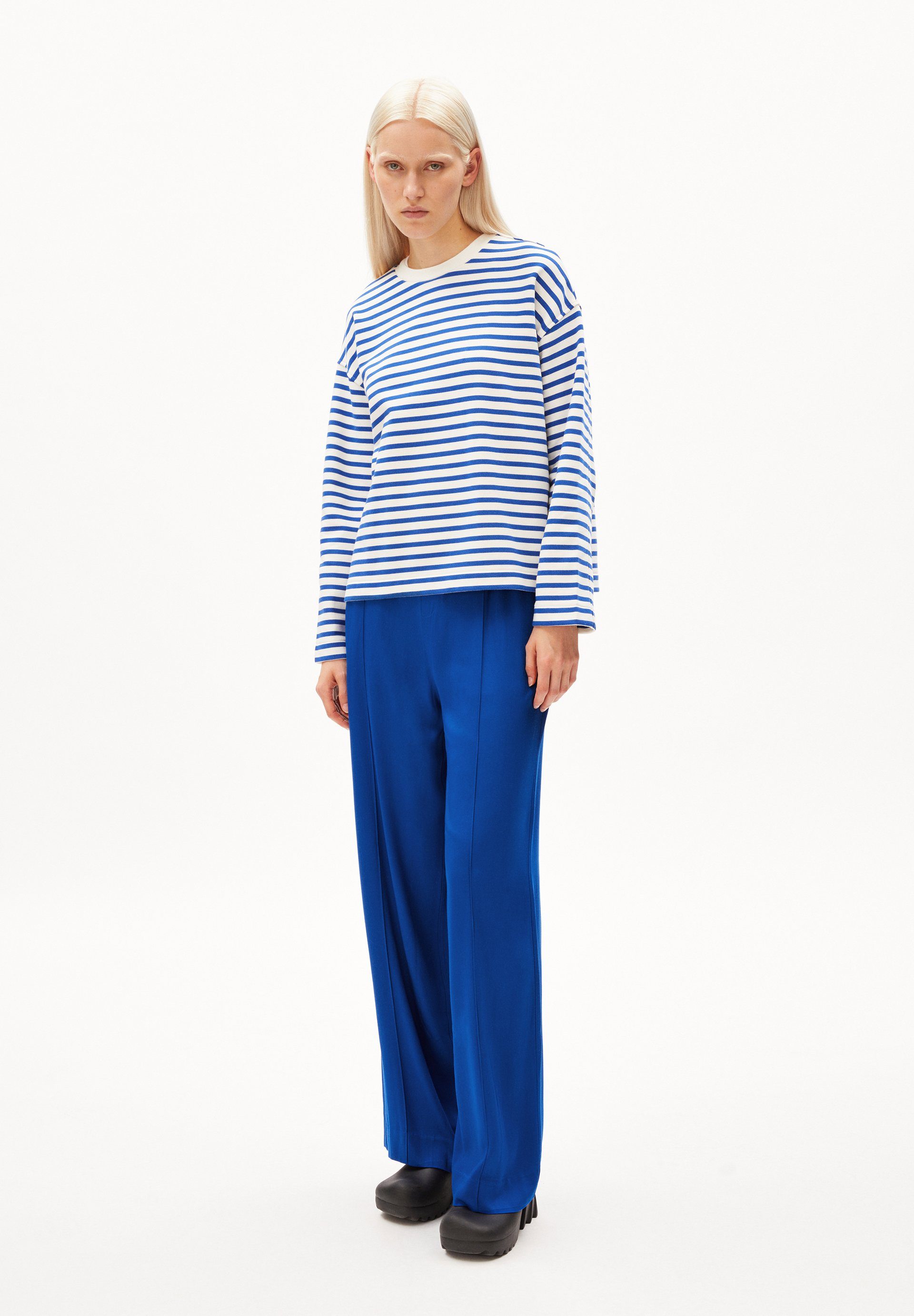 Armedangels Sweatshirt FRANKAA MAARLEN STRIPE Damen (1-tlg) dynamo blue-undyed