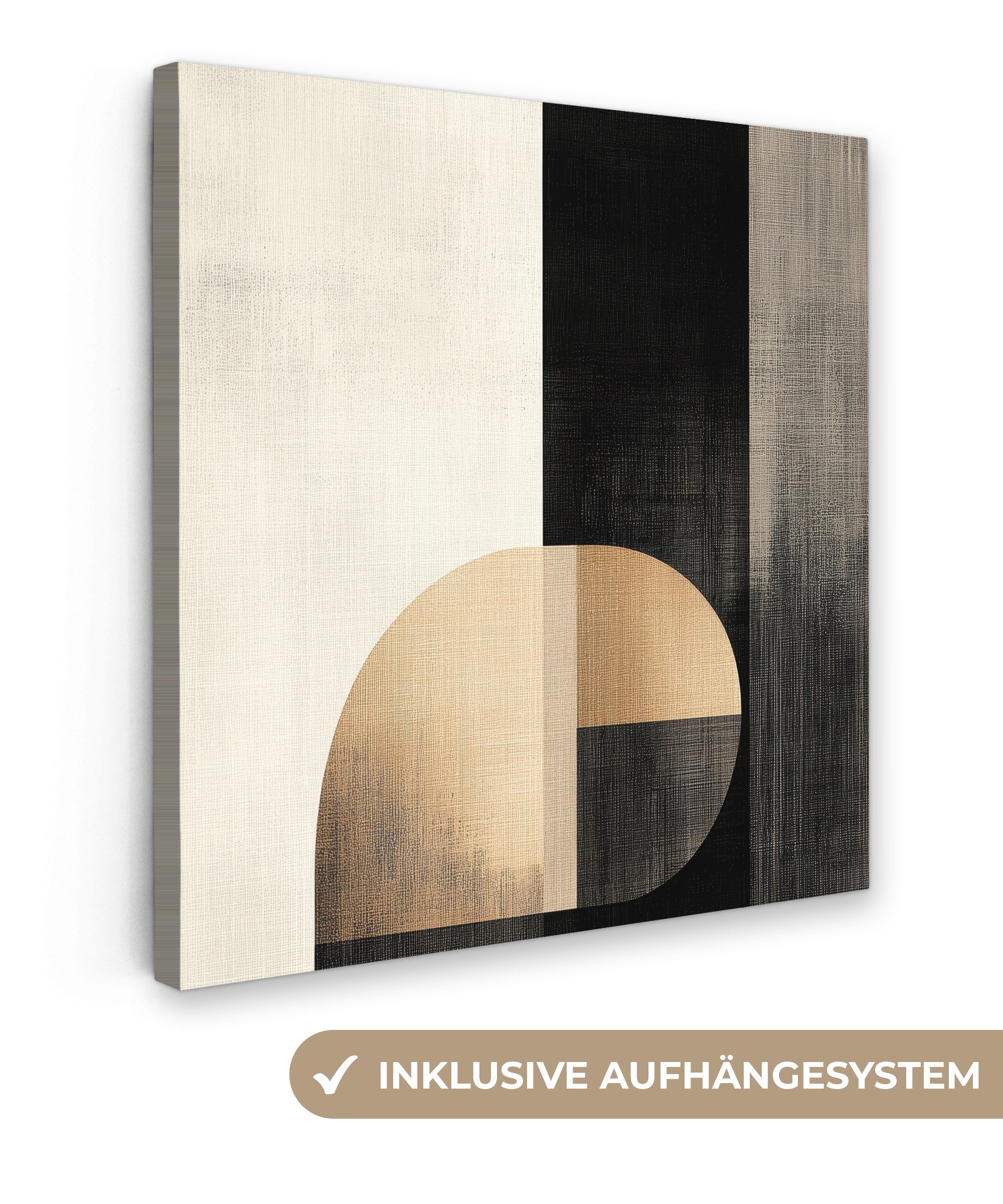 OneMillionCanvasses® Leinwandbild Formen - Modern - Schwarz, Fotodruck (1 St), Wandbild, Deko Schlafzimmer Wohnzimmer Flur 20x20 cm