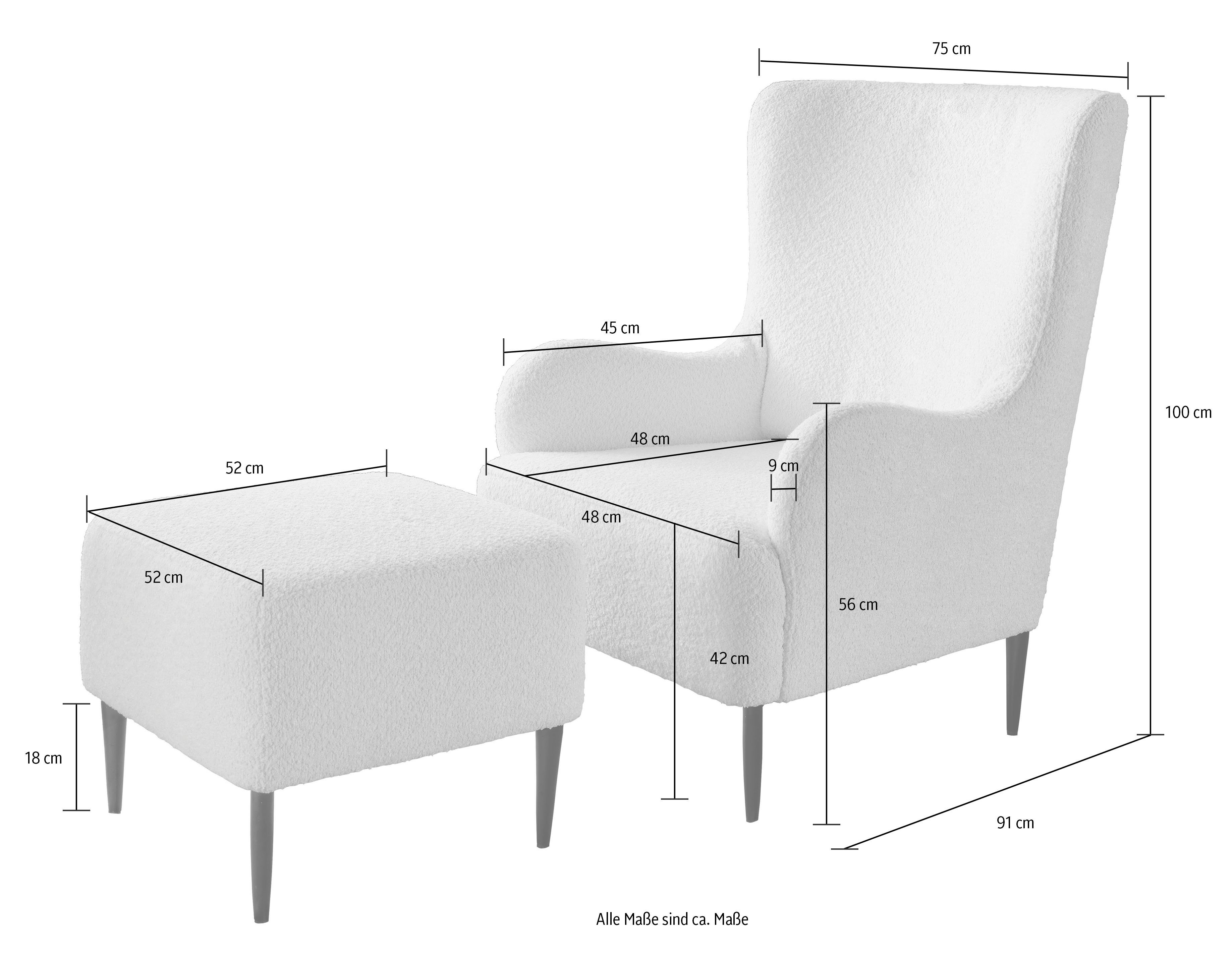 INOSIGN Polstergarnitur (Set, Hocker, Sessel Polsterhocker), in Polsterung, Elsa, inkl. Stoffen&Farben bequeme verfügbar 2-tlg., mit versch.