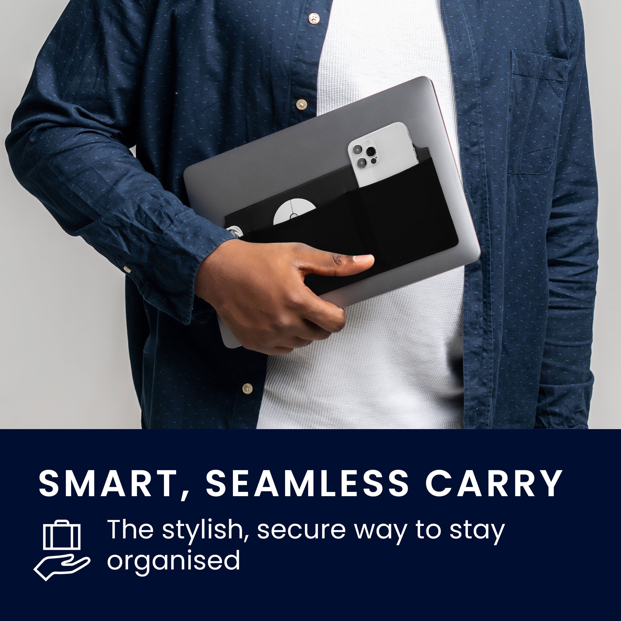 kwmobile Organizer für Laptops - Tasche für Wireless Mouse / Portable SSD / externe HDD-Festplatte, Halterung Aufbewahrung für SSD externe Festplatte HDD Zubehö – Bild 2 von 5