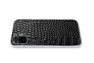MuchoWow Handyhülle Leder - Strukturiert - Schwarz - Grau, Phone Case, Handyhülle Xiaomi Redmi Note 10, Silikon, Schutzhülle