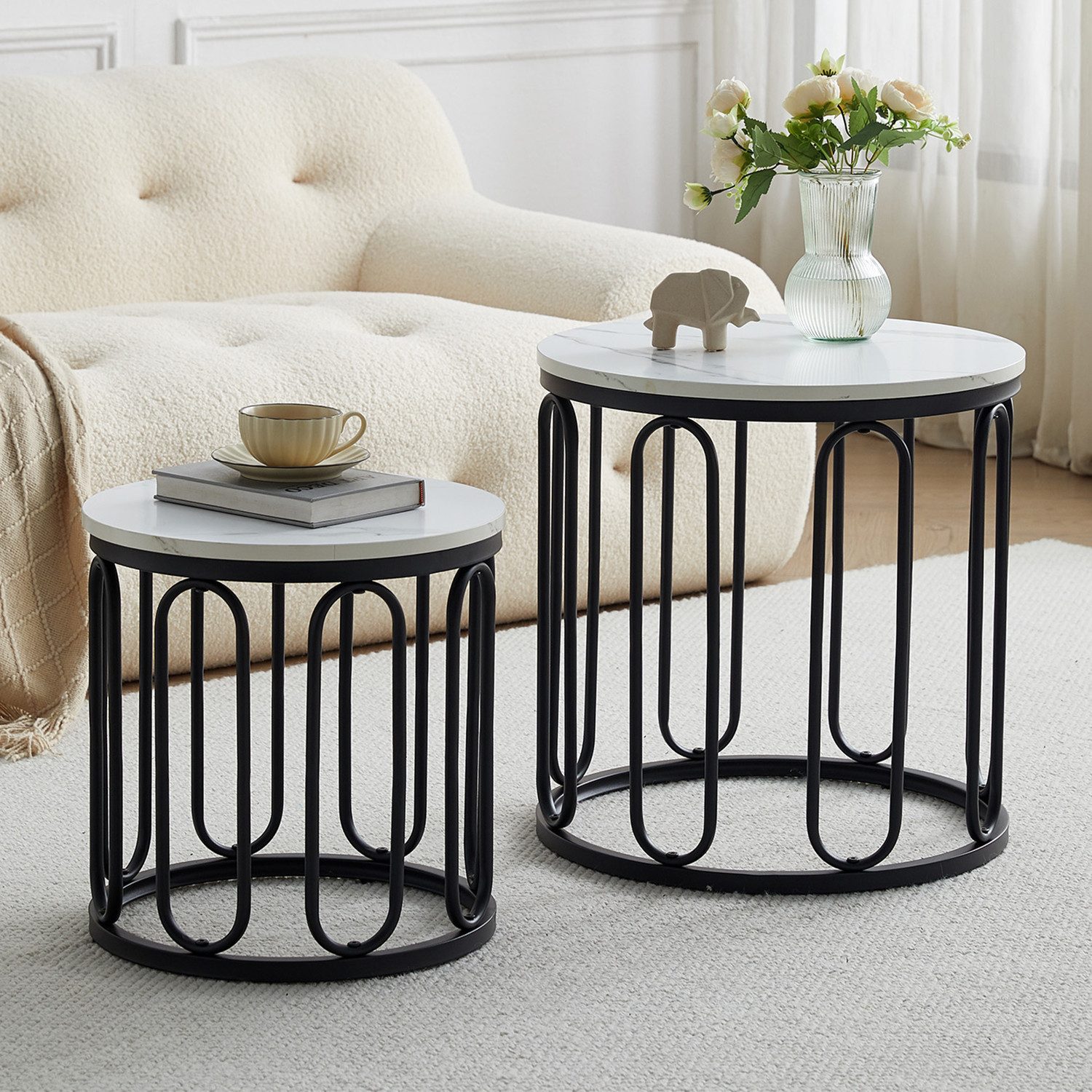 Fanttik Couchtisch Beistelltisch (2er Set), Rundes günstig online kaufen