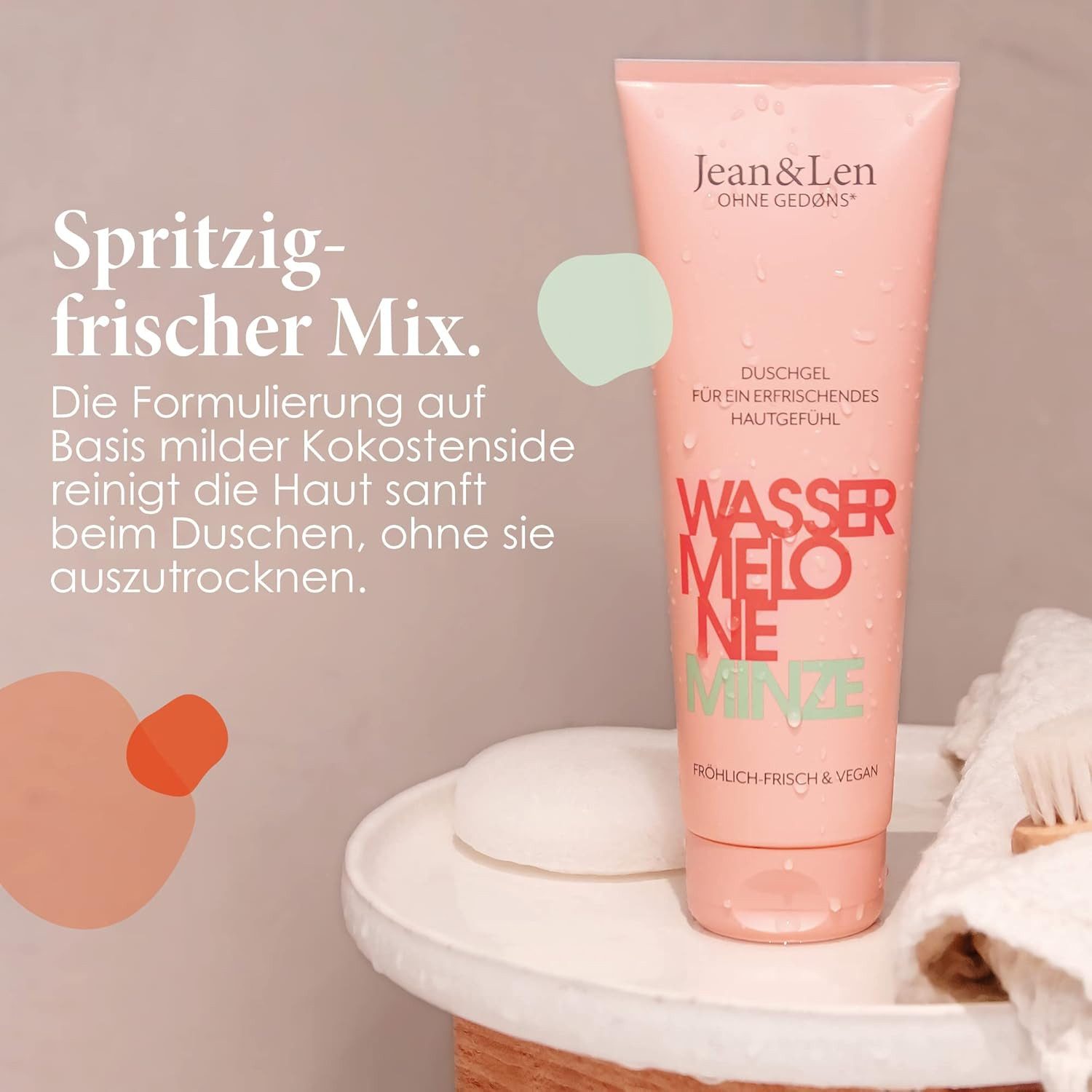 Jean & Len ohne Gedons* Duschgel Duschgel Wassermelone & Minze, 3-tlg., Vegan