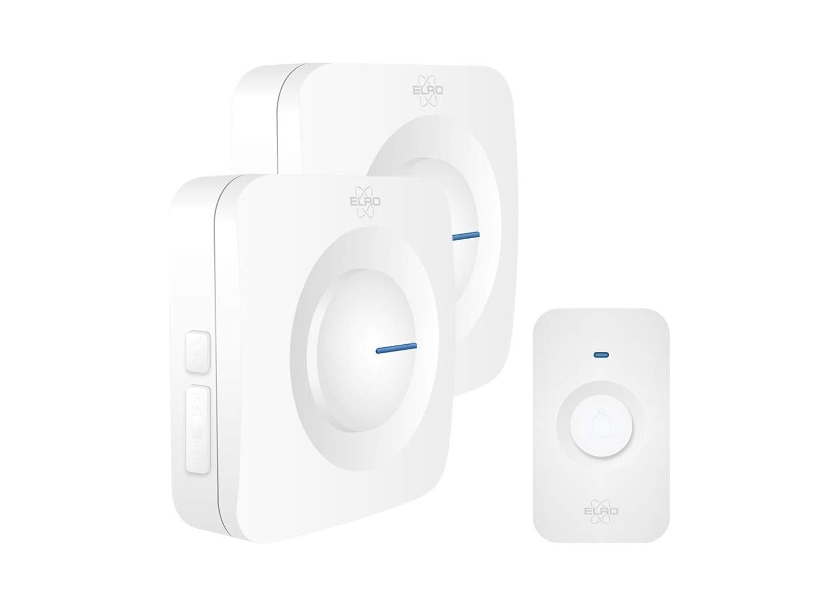 Elro Türklingel-Set, 2 Empfänger, 64 Klingeltöne, (4-tlg), Funkklingel mit Batterie, Türgongs mit Licht für Schwerhörige, Weiß