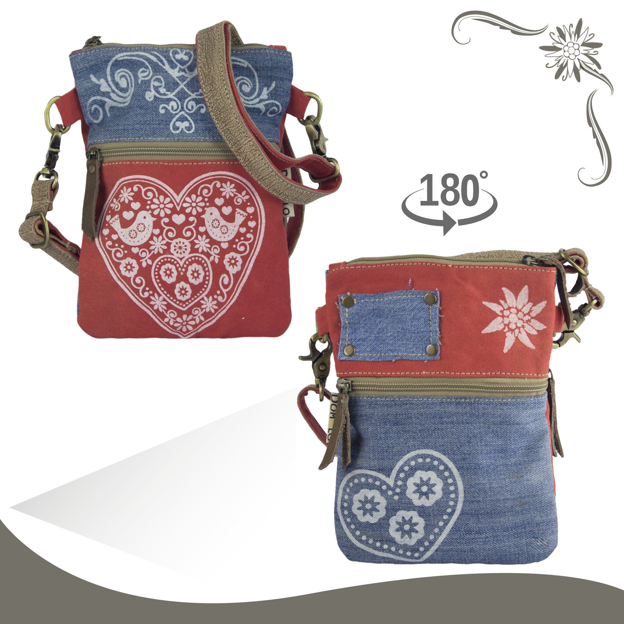 Domelo Trachtentasche Trachtentasche mit Herz Aufdruck Oktoberfest Tasche
