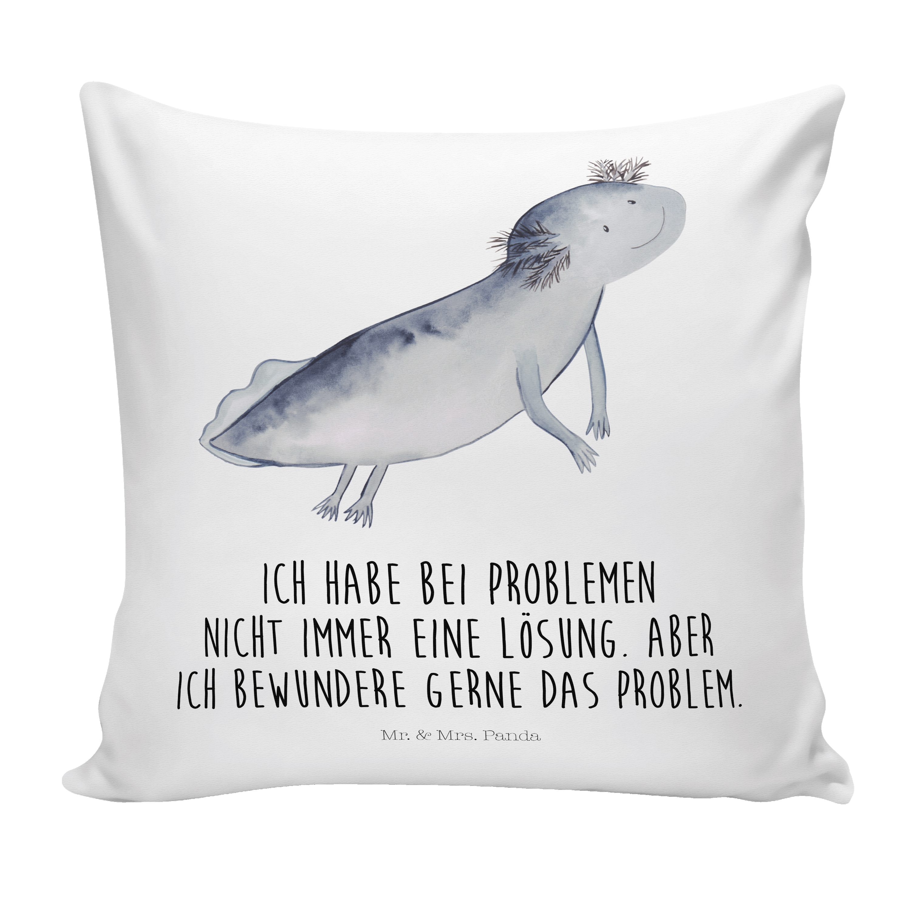 Mr. & Mrs. schwimmt Lurche, Motivation, - Geschenk, g Dekokissen Sofakissen, - Axolotl Weiß Panda