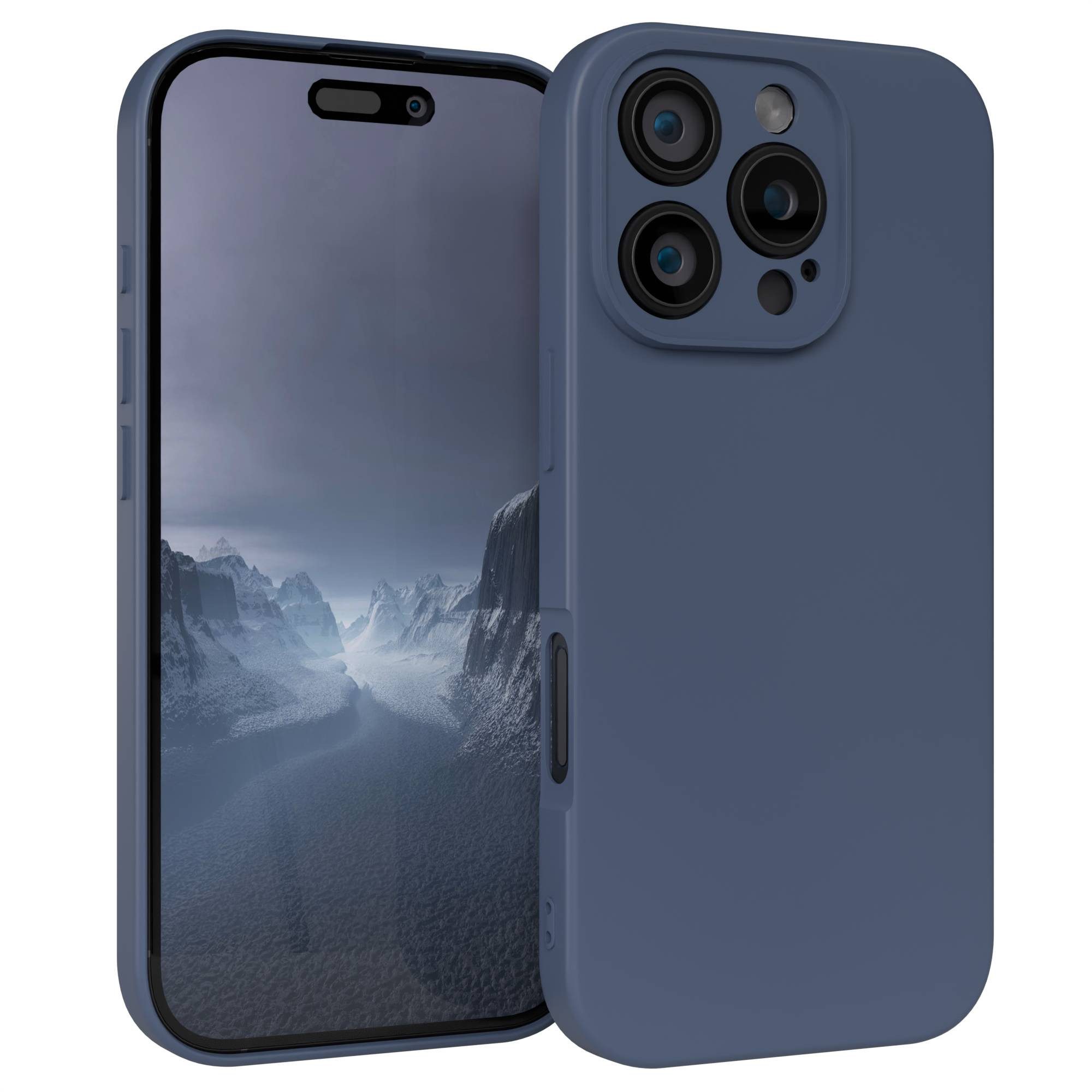 EAZY CASE Handyhülle TPU Hülle mit/-ohne MagSafe Apple iPhone 16 Pro 6,3 Zoll, Handy Softcase mattierte Silikonhülle Back Cover Soft Blau / Petrol