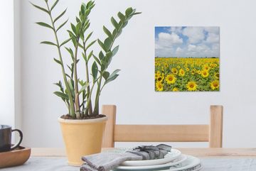 OneMillionCanvasses® Leinwandbild Sonnenblumen - Blumen - Wolken - Natur - Gelb - Landschaft, (1 St), Leinwand Bilder für Wohnzimmer Schlafzimmer