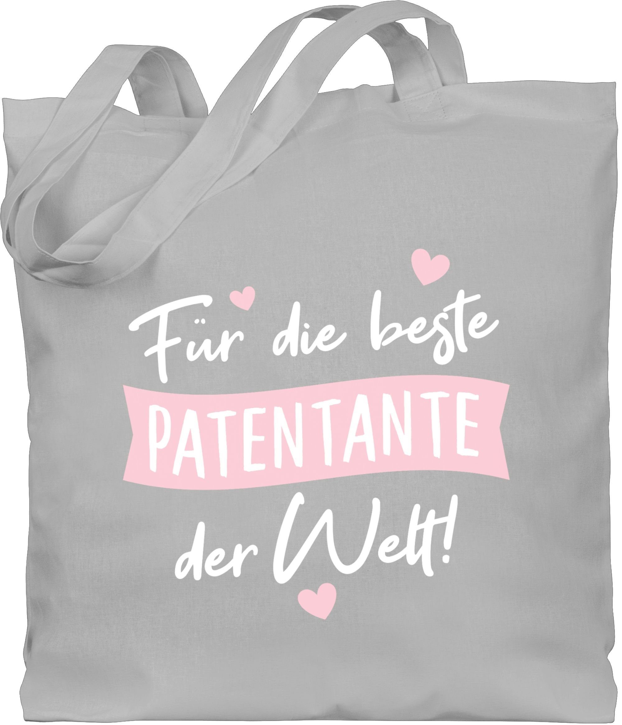 Shirtracer Umhängetasche Für die beste Patentante der Welt! - weiß, Patentante Geschenk 2 Hellgrau