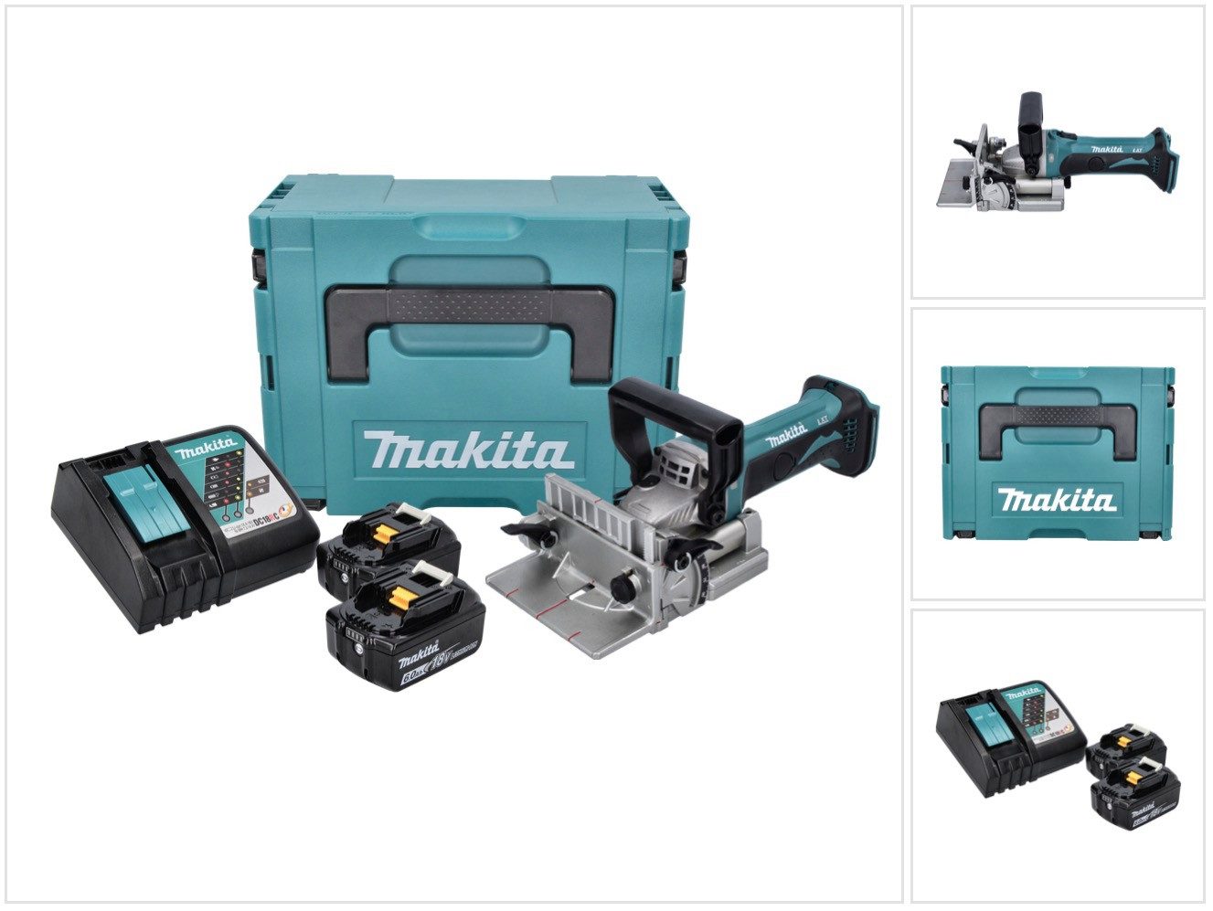 Makita Nutfräse DPJ 180 RGJ Akku Nutfräse 18 V 100 mm + 2x Akku 6,0 Ah + Ladegerät +