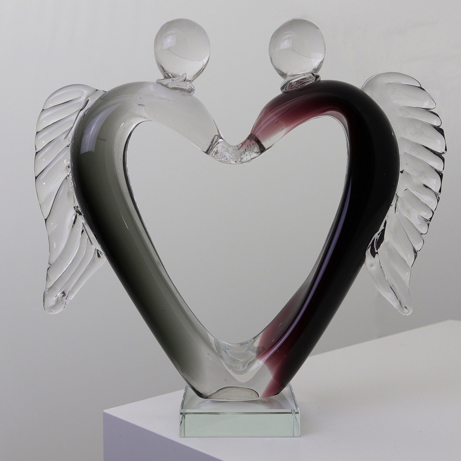 Aubaho Figur Liebespaar Dekofigur Glasfigur Skulptur Hochz Liebe Paar Glas Glasskulptur