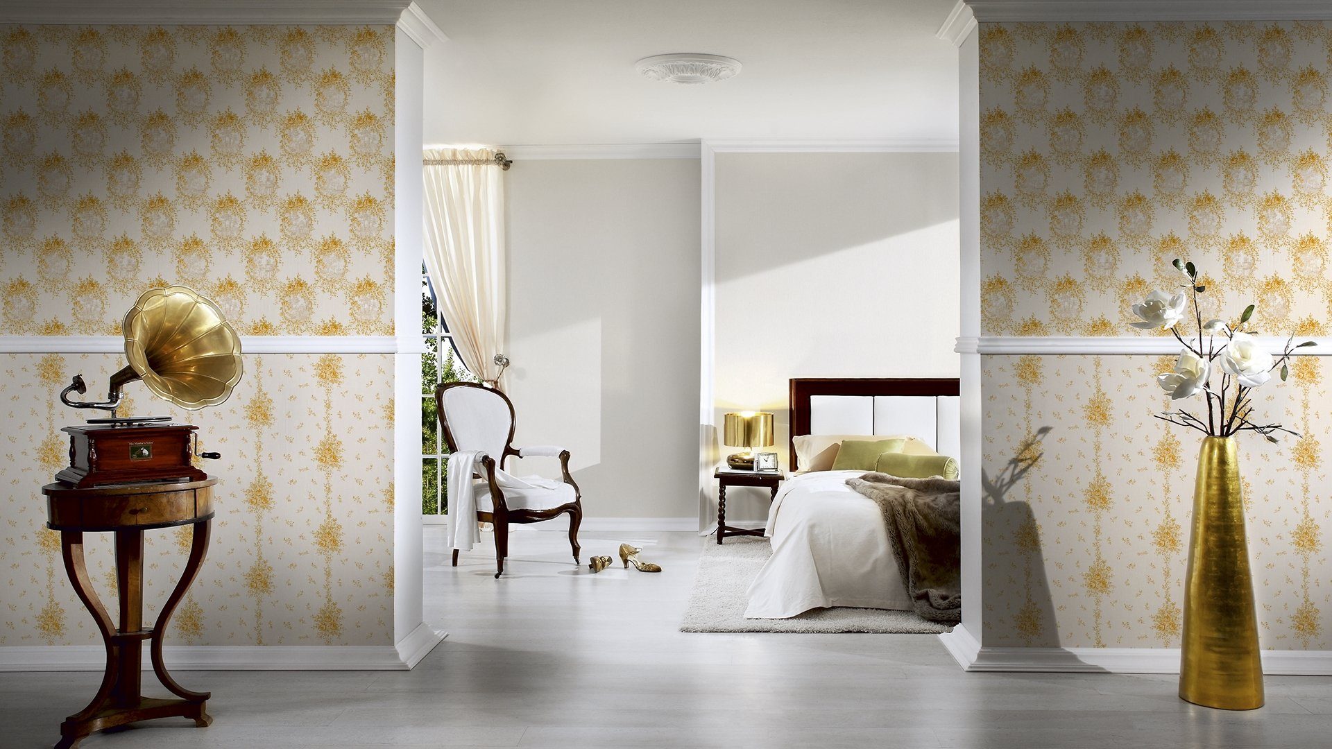A.S. Création Vliestapete A.S. Création Château 5, Florale Tapete, gold, beige 345003