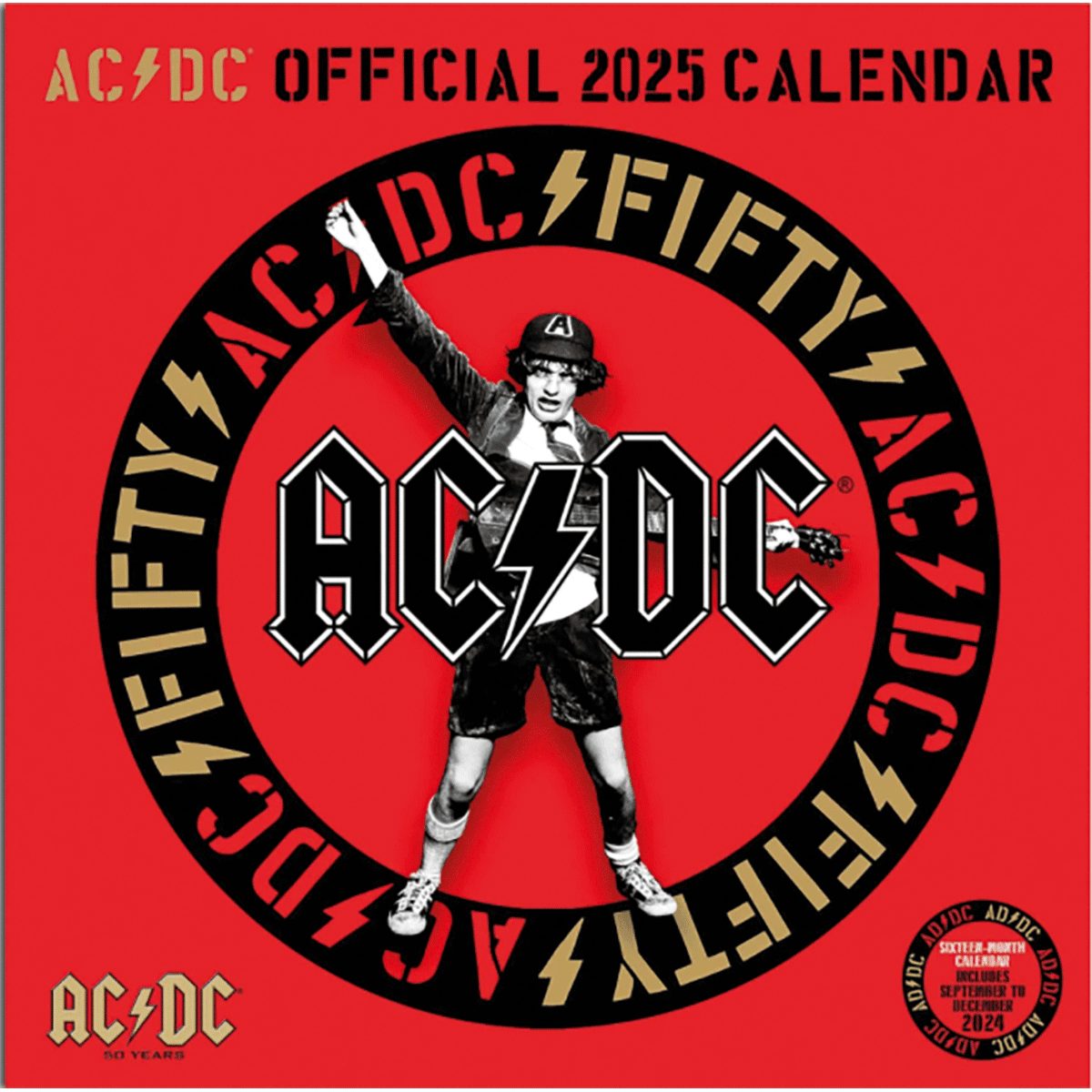 Wandkalender Pyramid - AC/DC 2025 Broschürenkalender, 30x30cm, Monatskalender fü