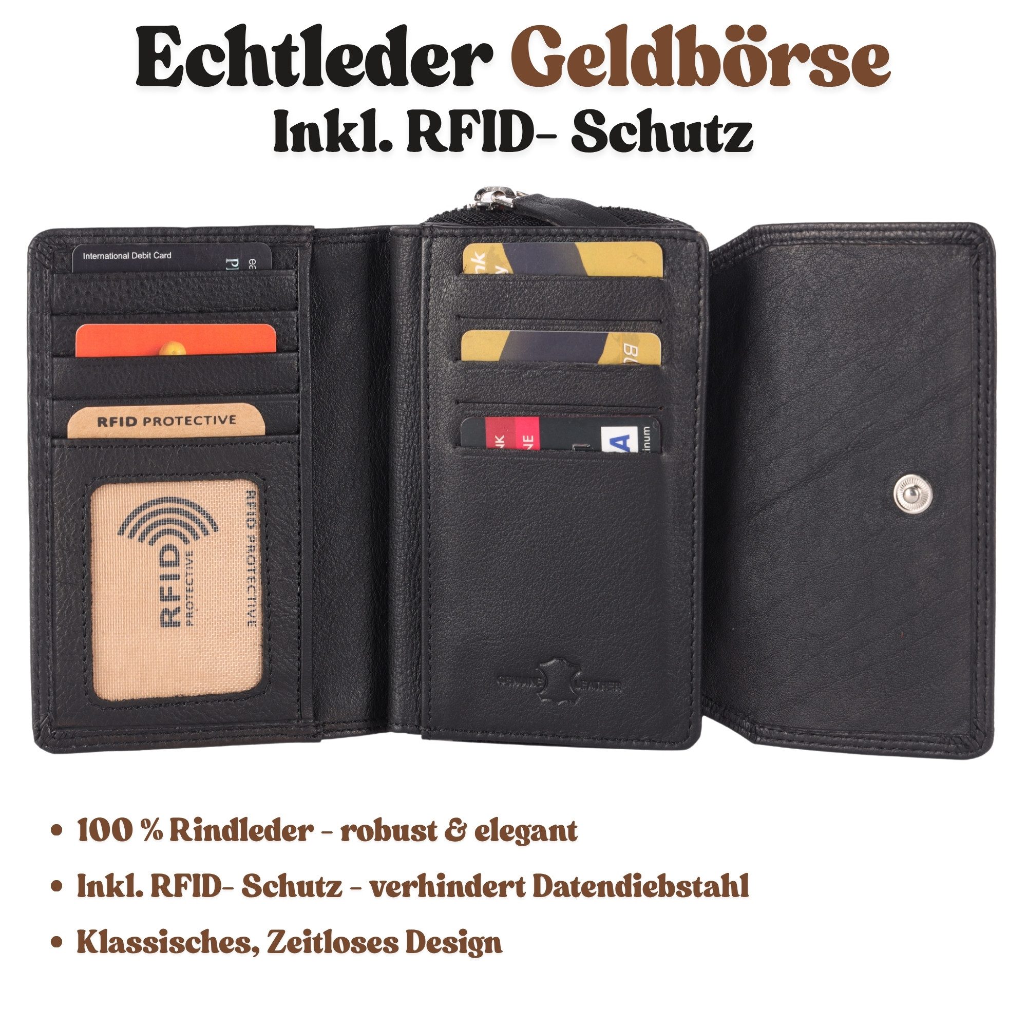 Manza Geldbörse Geldbörse Echt Leder Portemonnaie RFID Portmonee Vintage Da günstig online kaufen