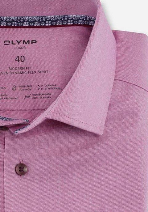 OLYMP Kurzarmhemd Quality 24/7 in modern fuchsia Flex Luxor Dynamic fit