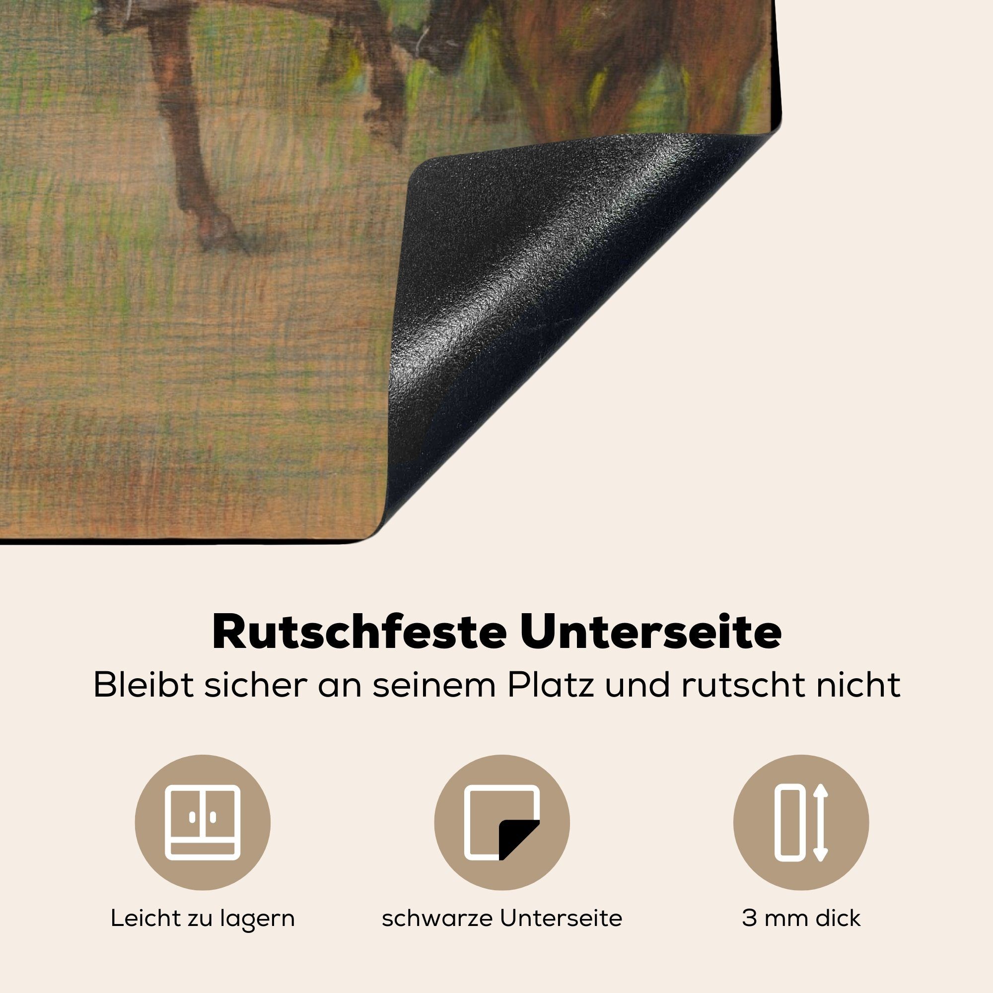 MuchoWow Herdblende-/Abdeckplatte Rennpferde (1 71x52 tlg), Edgar Gemälde küche, Schutz die von Ceranfeldabdeckung Vinyl, - cm, Induktionskochfeld für Degas