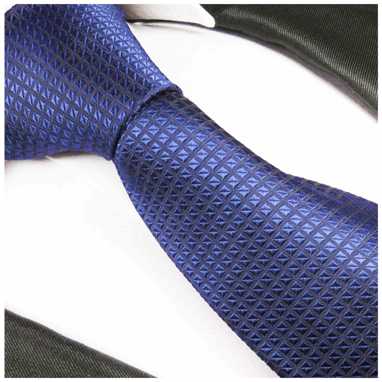 Paul Krawatte 2-St., Waffelmuster modern blau Seide Schmal Seidenkrawatte uni (6cm), Einstecktuch) Tuch mit Herren Malone Krawatte 2048 (Set, mit 100% royal