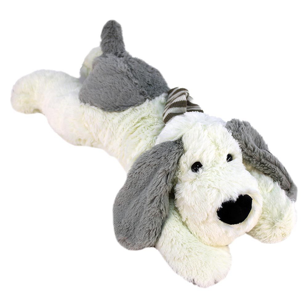 Tierkuscheltier Kuscheltier Hund liegend braun & weiß - ca. 55 cm