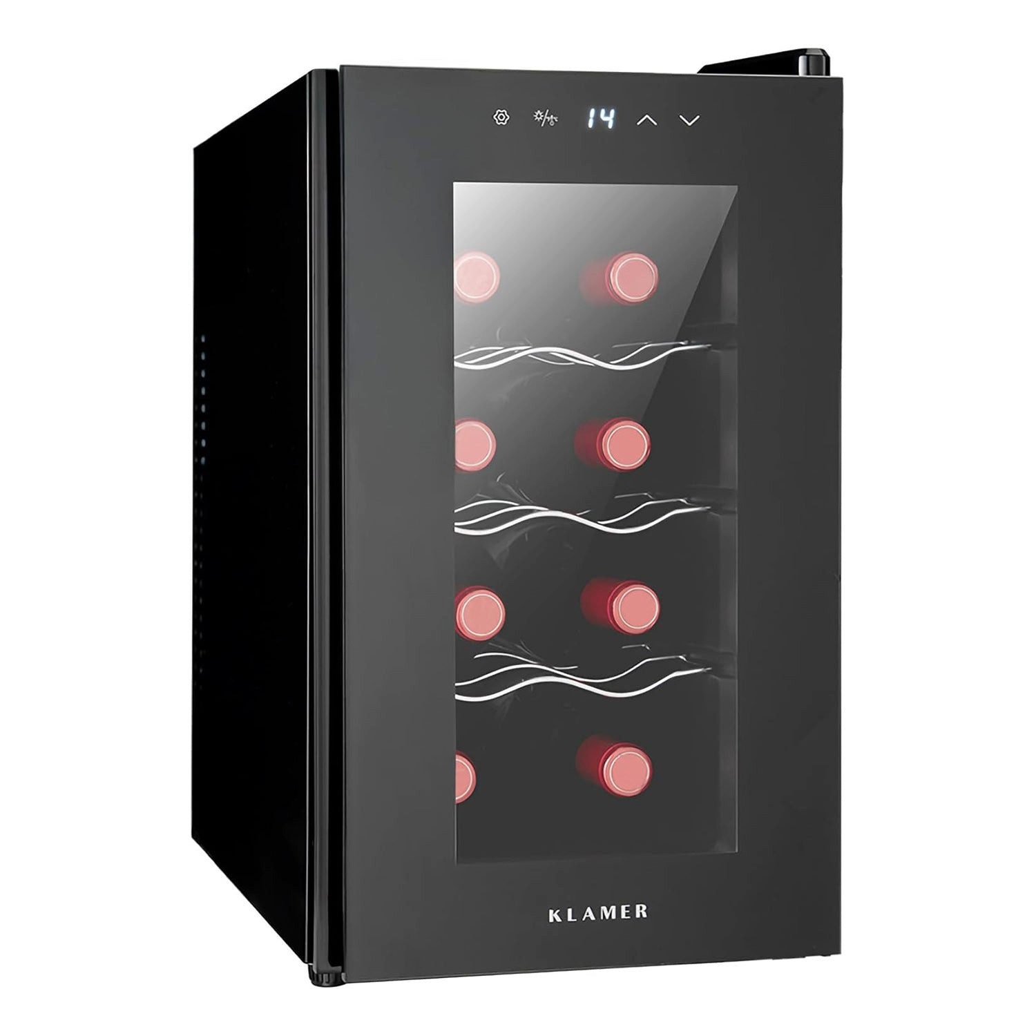 KLAMER Weinkühlschrank 8 Flaschen, Mini Kühlschrank 21 L, 5–18°C Präzisionskühlung, Thermoel…,Präzise Kühlung, UV-Schutz, Thermoelektrisch