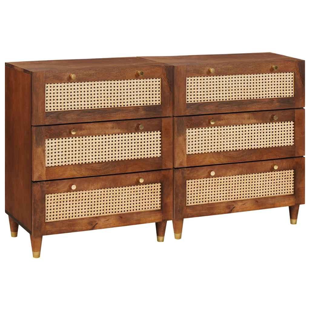 vidaXL Fächerschrank Sideboard-Set 2 pcs Braun 60 x 33.5 x 75 cm Massivholz günstig online kaufen