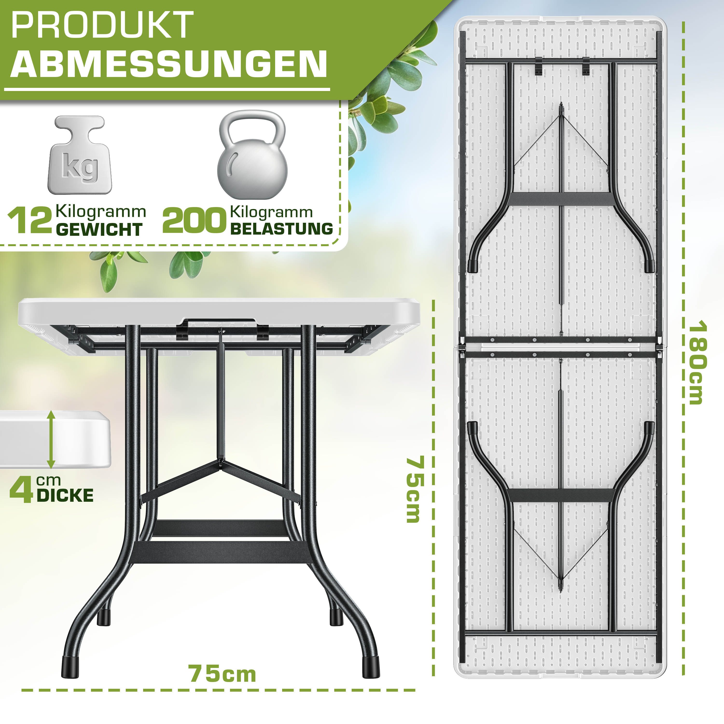 tillvex Gartentisch Gartentisch Buffettisch klappbar Kunststoff günstig online kaufen