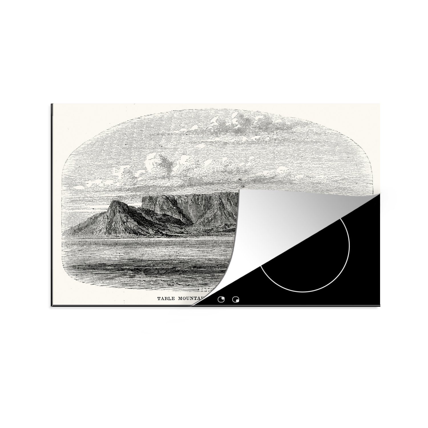 MuchoWow Herdblende-/Abdeckplatte Eine alte Illustration des alten Tafelbergs, Vinyl, (1 tlg), 81x52 cm, Induktionskochfeld Schutz für die küche, Ceranfeldabdeckung