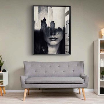 DOTCOMCANVAS® Acrylglasbild Mind Game - Acrylglas, Acrylglasbild schwarz weiß grau abstrakt moderne Kunst Druck Wandbild
