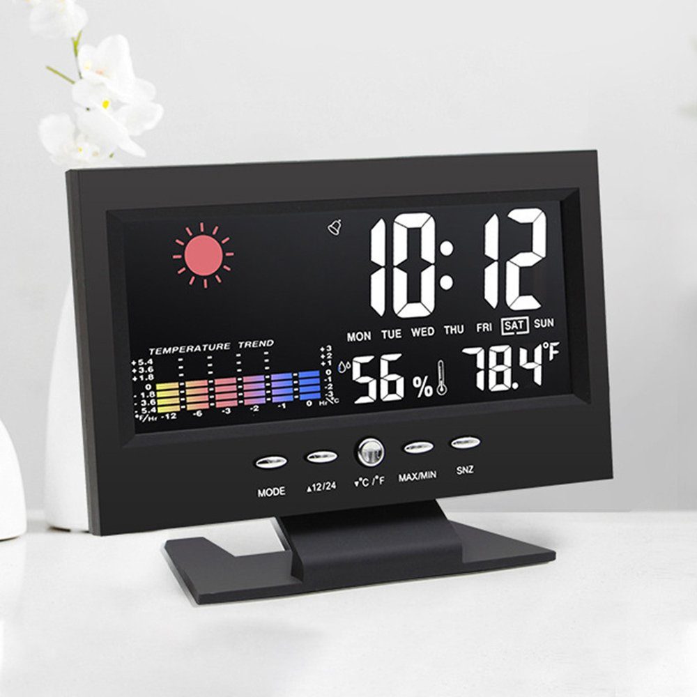 Dekorative Wecker LED-Wecker, Digital Uhr, Temperatur- mit Luftfeuchtigkeitsanzeige Multifunktions Wecker Wecker und Wetterwecker