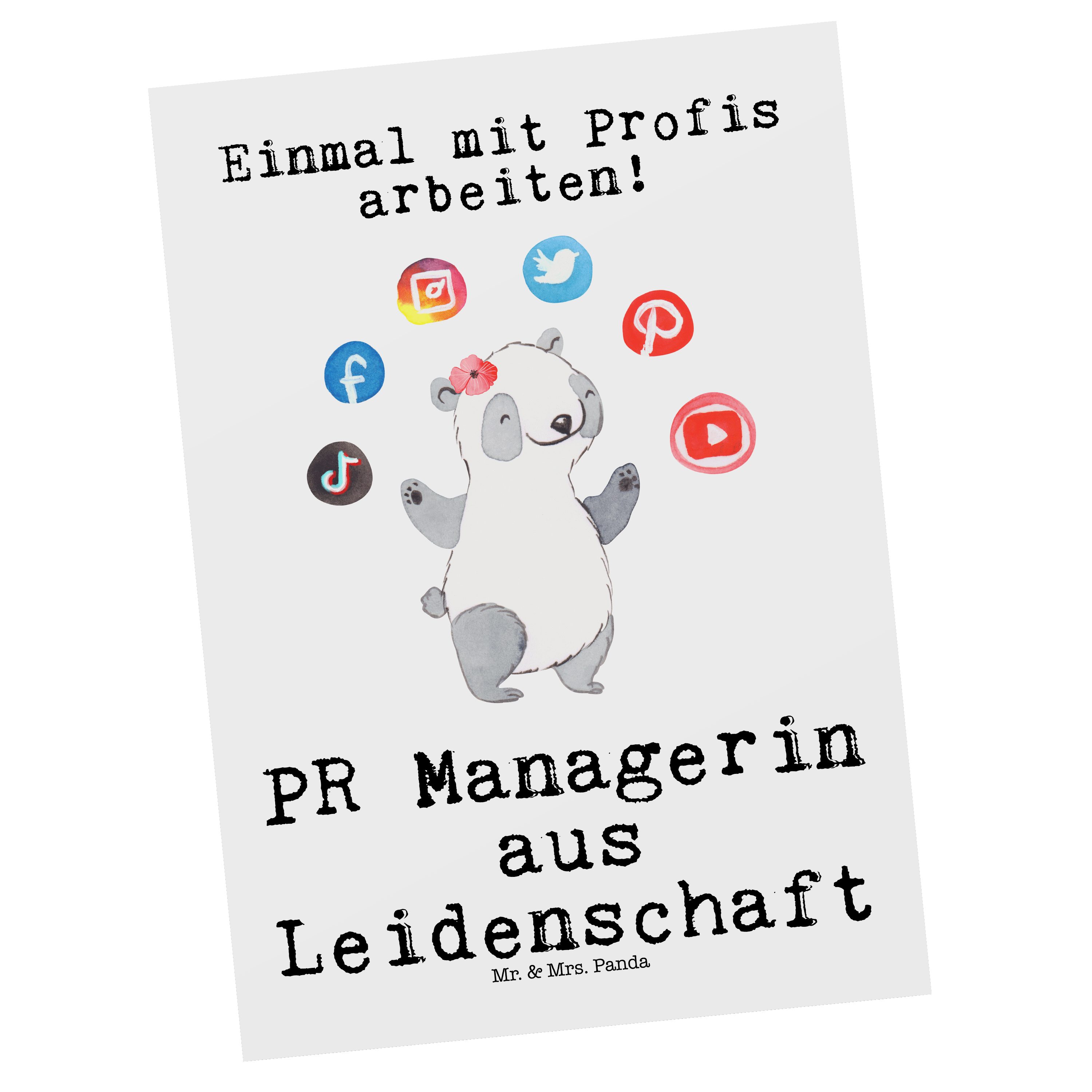 Mr. & Dankeschön, Weiß PR Ausbildu Geschenk, aus - Panda Leidenschaft - Postkarte Mrs. Managerin