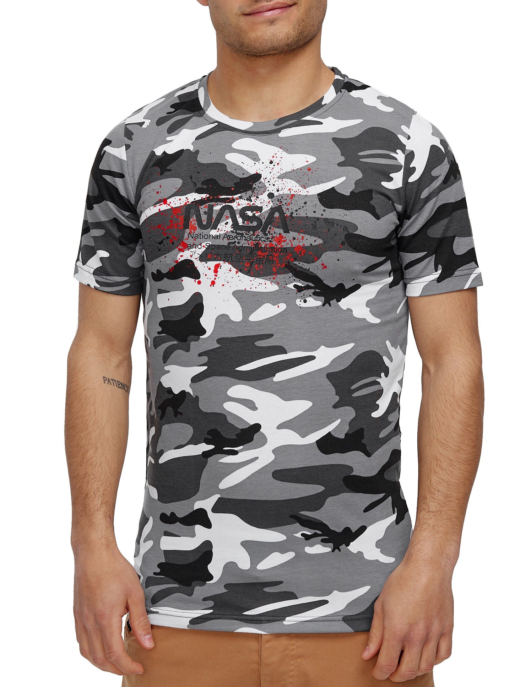 John Kayna T-Shirt John Kayna T-Shirt 3712 (Shirt Polo Kurzarmshirt Tee, 1-tlg) Fitness Freizeit Casual Camo Weiß