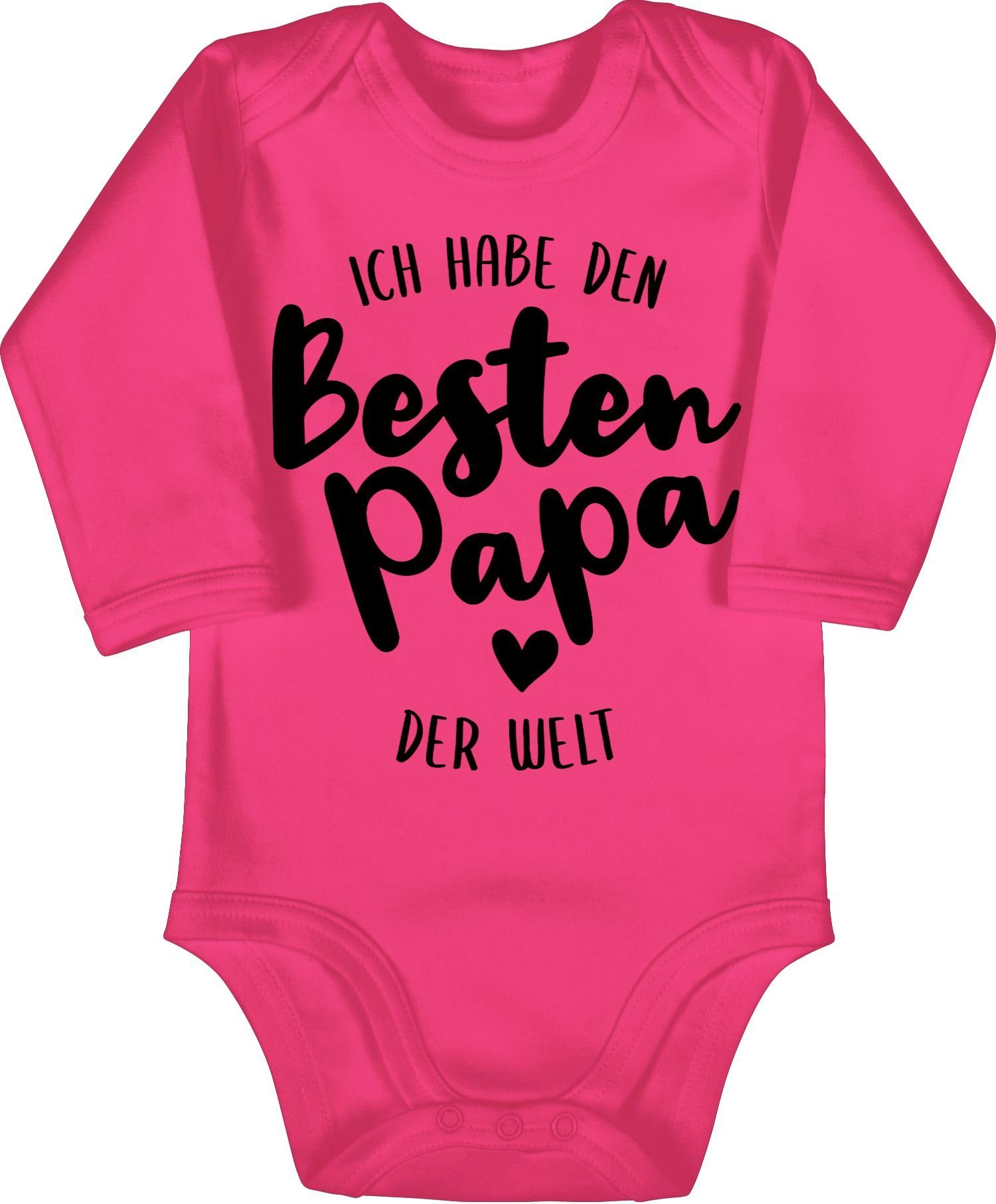 Shirtracer Shirtbody Besten Papa der Welt I Geschenk Vatertag Baby 2 Fuchsia