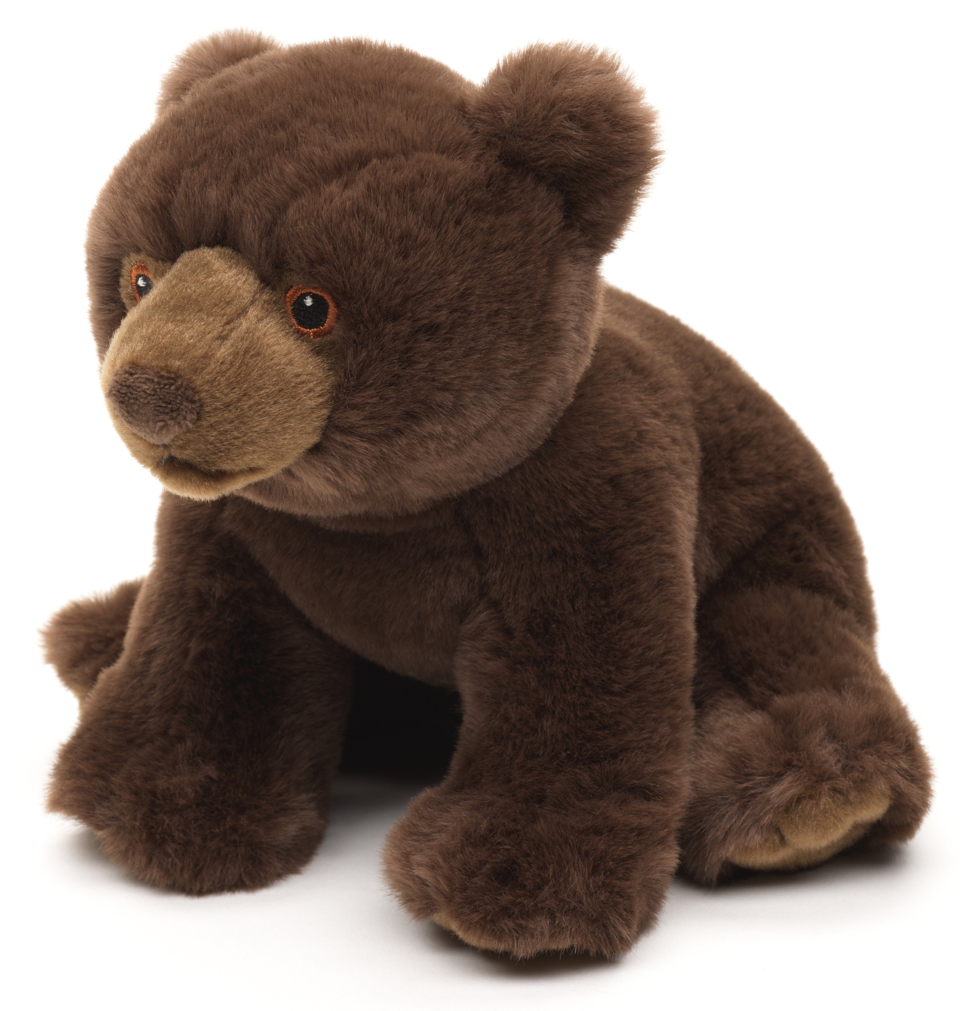 Uni-Toys Kuscheltier Braunbär, sitzend - 20 cm (Länge) - Plüsch-Bär - Plüschtier, Uni-Toys Eco-Line - zu 100 % aus recyceltem Material gefertigt