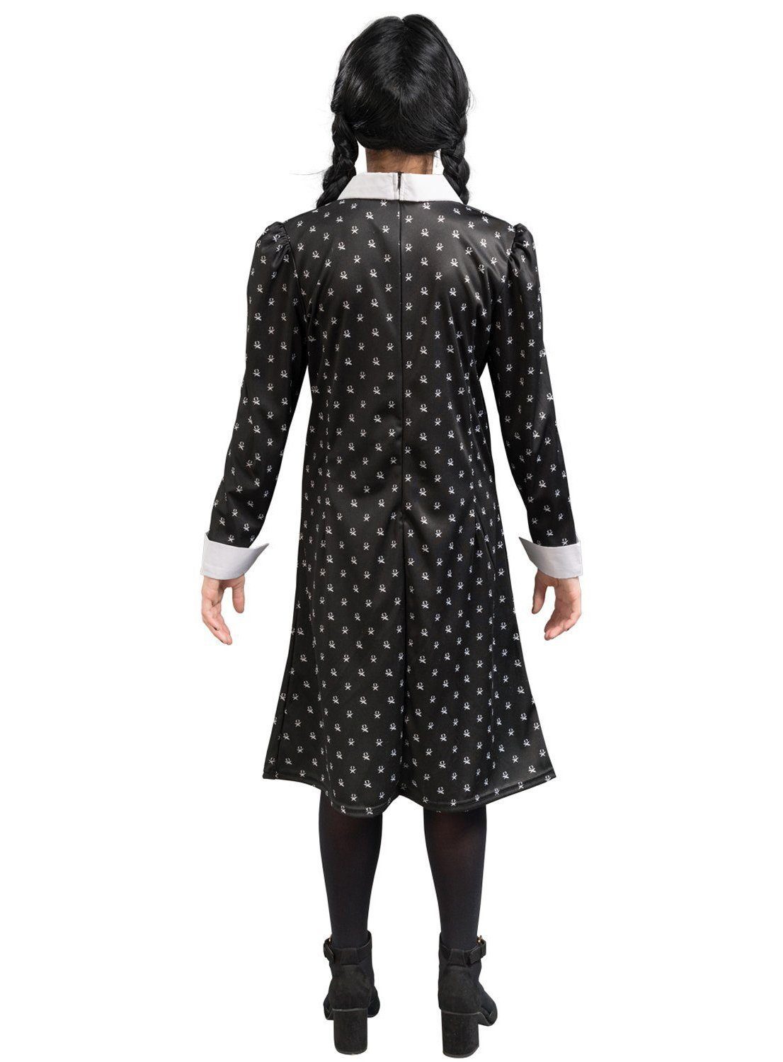 CHAKS Kostüm Wednesday Kleid - Kinderkostüm Fasching Karneval, Das gepunktete Alltagskleid im Pilgerstil aus der Netflix-Serie 'Wedne