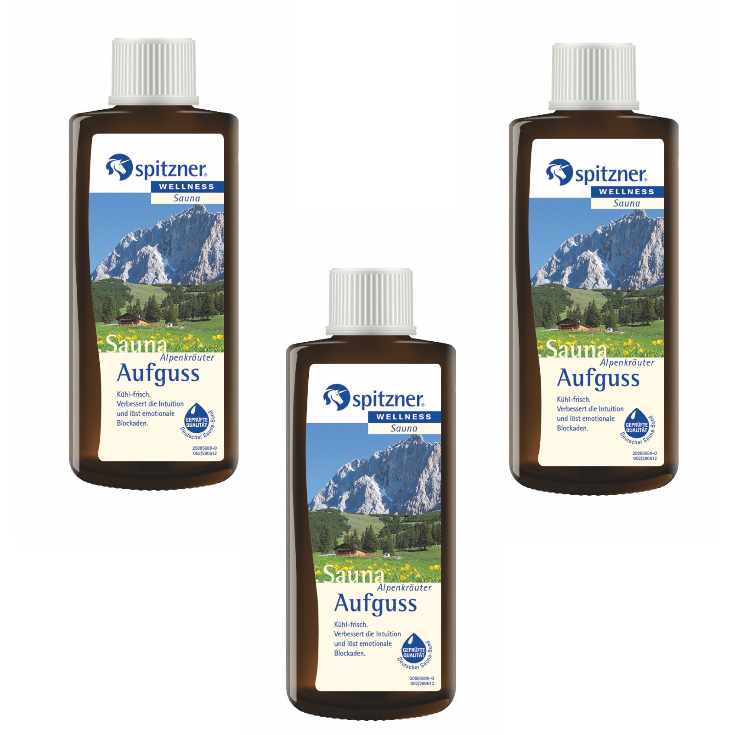 Spitzner Aufgusskonzentrat Spitzner Vorteilspack Alpenkräuter 190 ml 3er Saunaaufguss Aufgussset