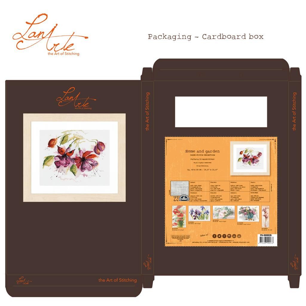 Lanarte Kreativset Lanarte PN-0008026 Fuchsia in Wasserfarbe Kreuzstichpackung, (Set, embroidery Kit), Made in Europe