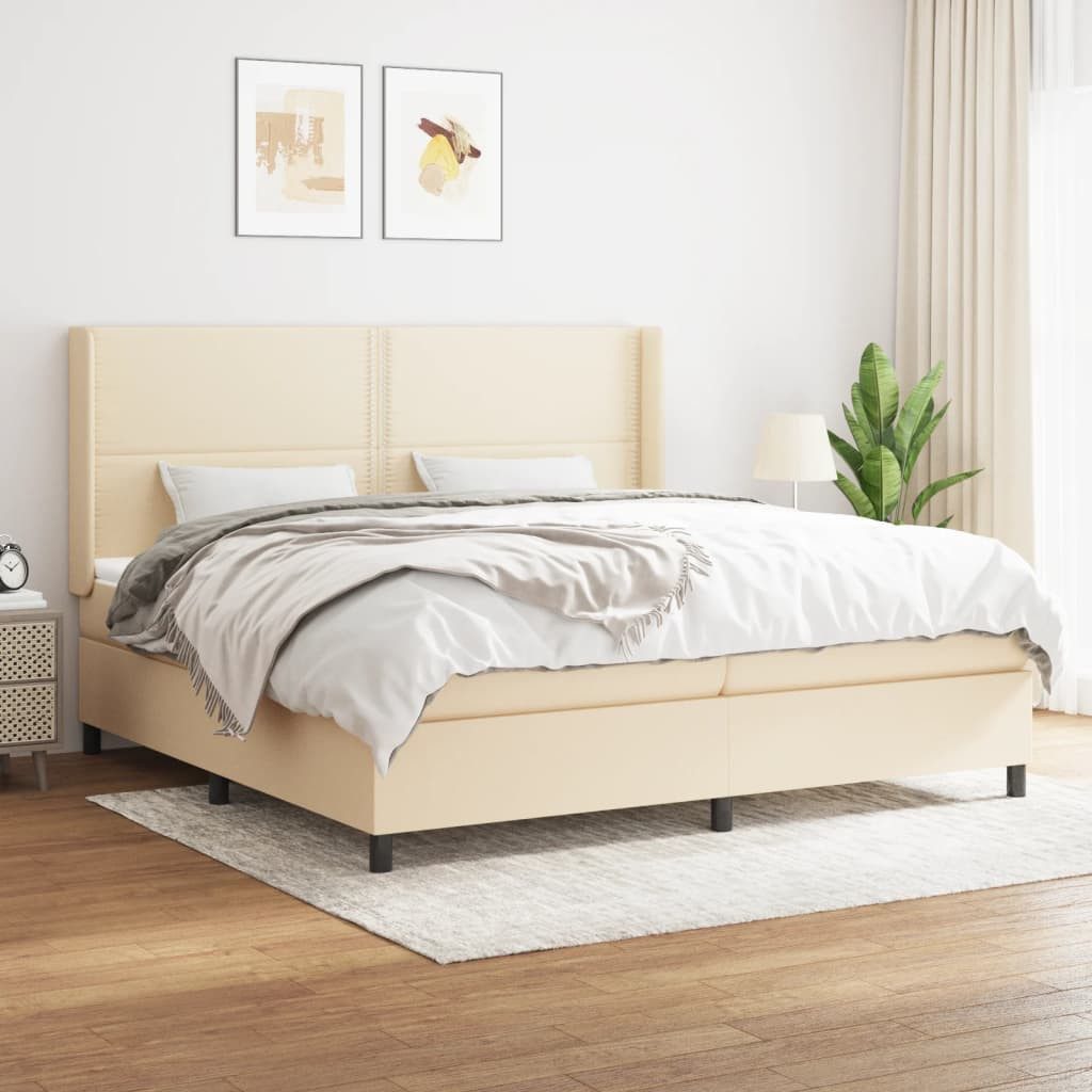 vidaXL Boxspringbett Boxspringbett mit Matratze Creme 200x200 cm Stoff Bett günstig online kaufen