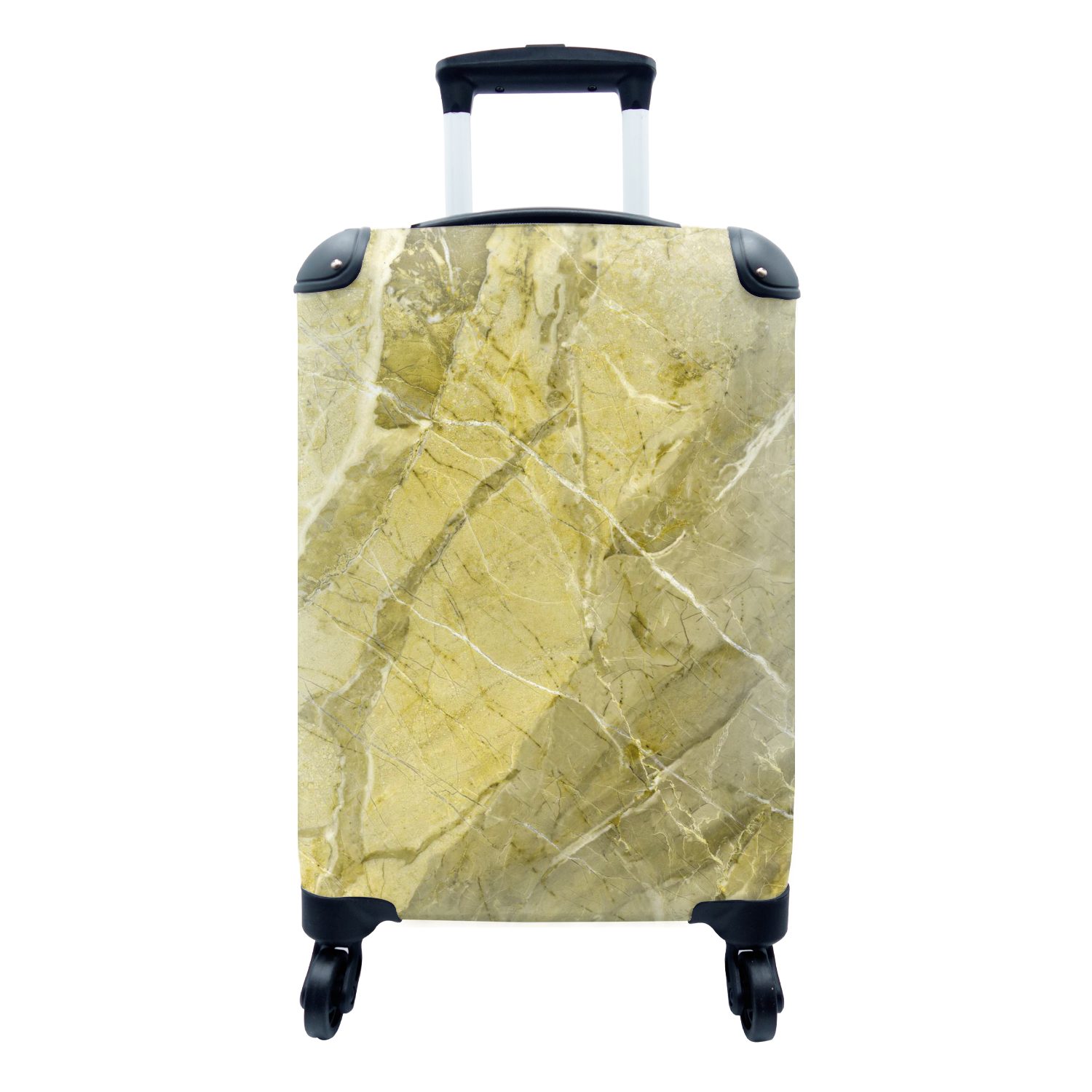 MuchoWow Handgepäckkoffer Granit - Kristall - Gelb, 4 Rollen, Reisetasche mit rollen, Handgepäck für Ferien, Trolley, Reisekoffer