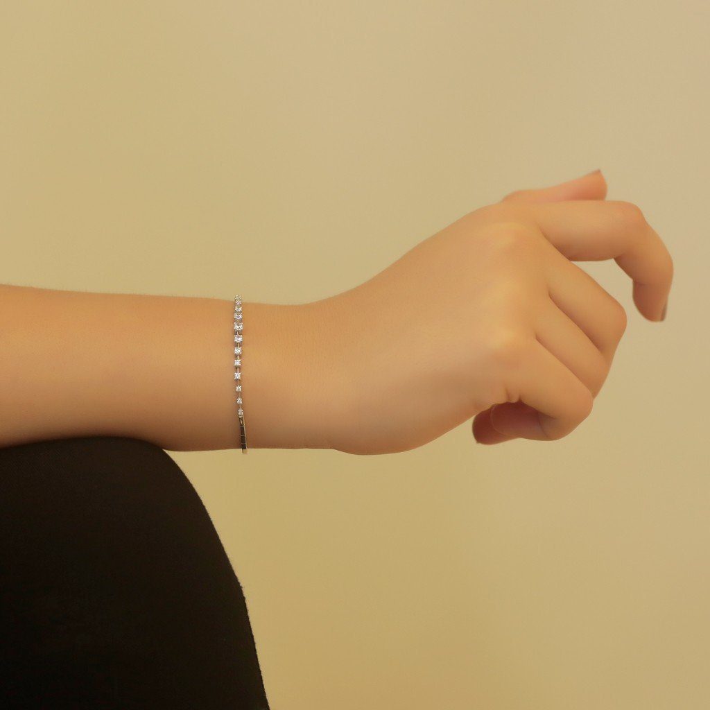 EinStein Diamant Tennisarmband Diamant Tennis Armband 14 Karat Weißgold