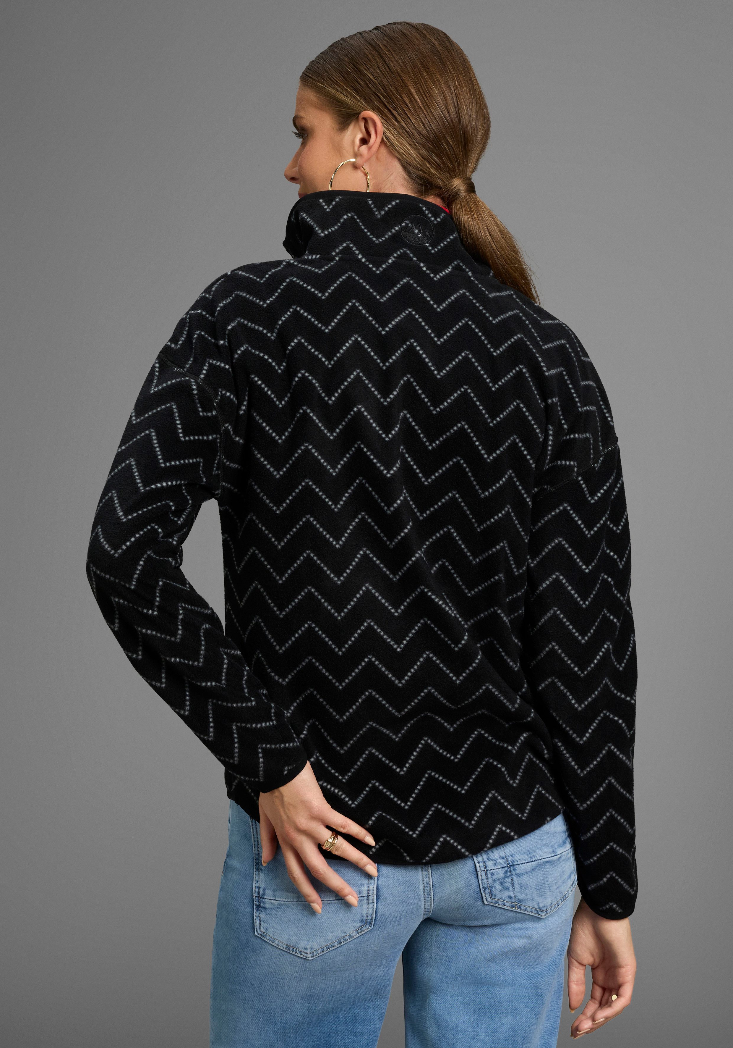 Polarino Fleecepullover mit Colourblocking-Optik, mit Kängurutasche, günstig online kaufen