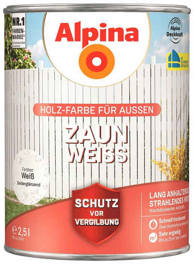 Alpina Metallschutzlack »Zaun-Weiß«, Weiß, seidenmatt, 2,5 Liter