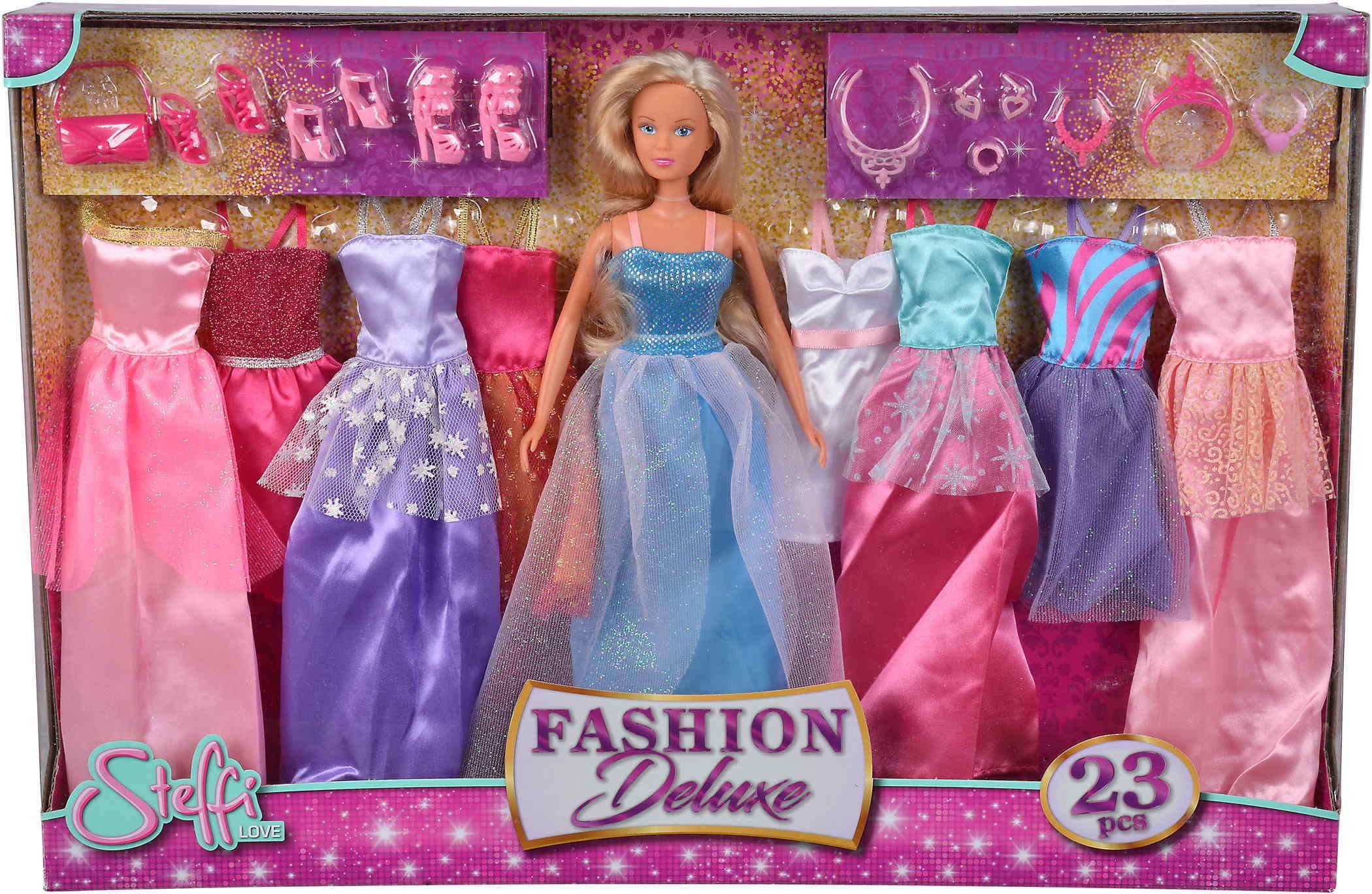 SIMBA Anziehpuppe Simba Puppe Steffi Love Fashion Deluxe m Abendkleid mit 8 Kleidern 105