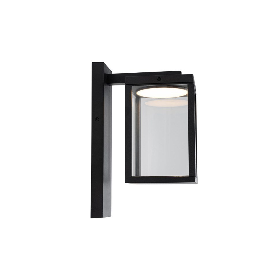 Qazqa Außen-Wandleuchte Ferdinand, LED fest integriert, (nicht austauschbare) LED, Schwarz, Modern, Aluminium, 1-flammig