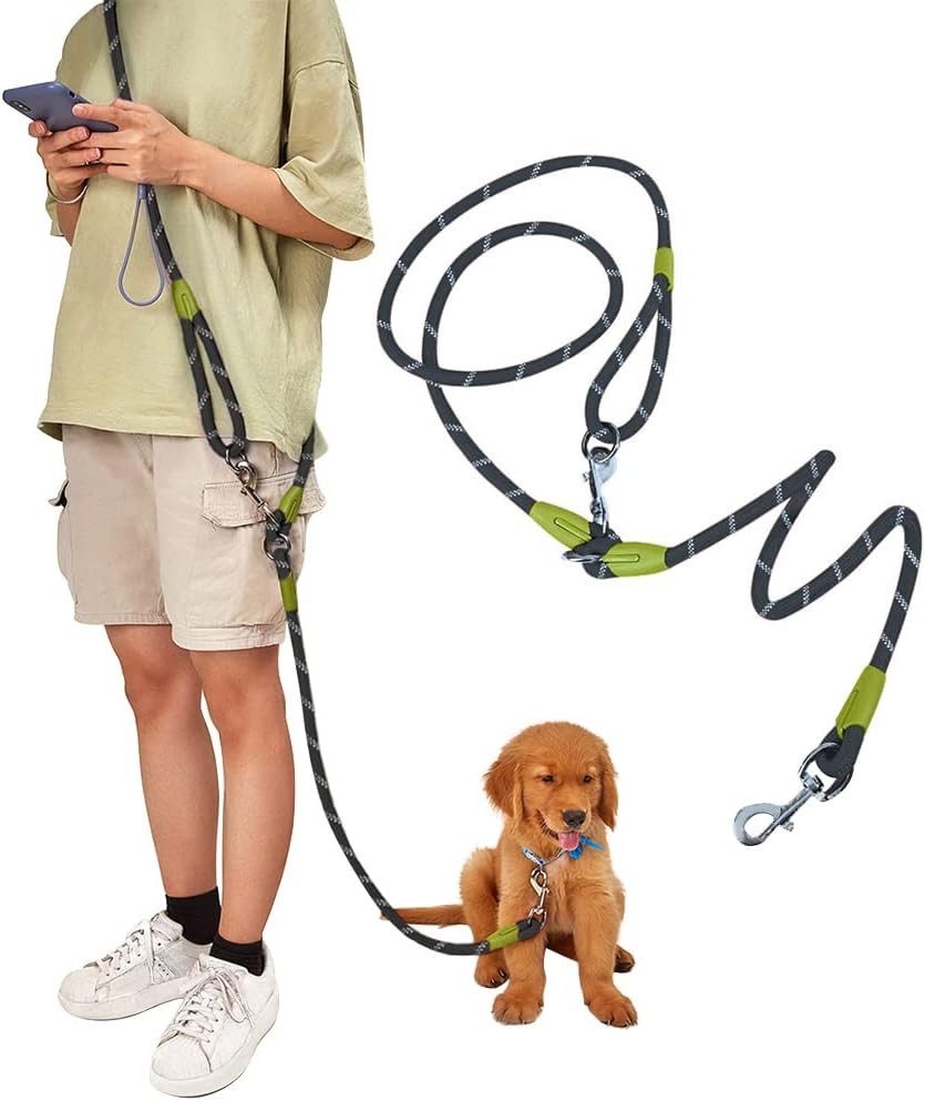 TUWENA Hundeleine Hundeleine für Mittel Große Hund(15-60kg), 2,4m Verstellbare Führleine, Handleine aus Nylon mit Reflektierend durch die Extreme Kraft bis200kg