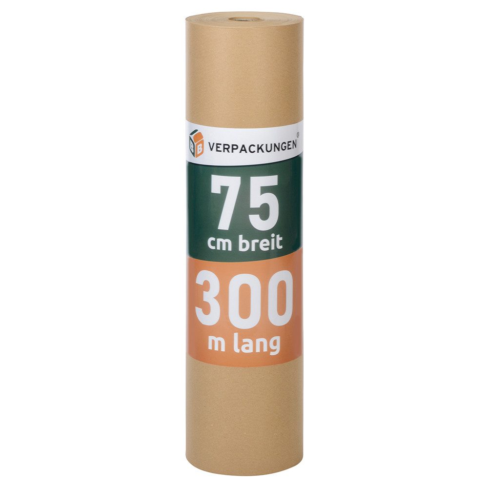 BB-Verpackungen Обгортковий папір Natronmischpapier, (1St), 0,75 x 300 m reißfest Kraftpapier, 1 Rolle