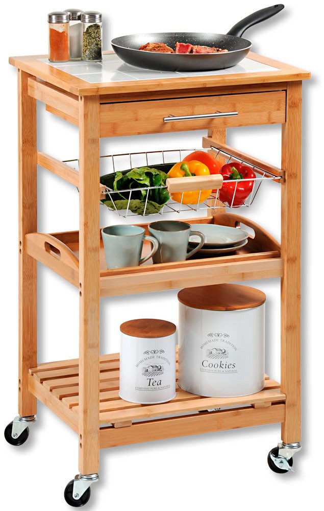 KESPER® Küchenwagen Rollwagen, Fliesen, Bambus, FSC günstig online kaufen