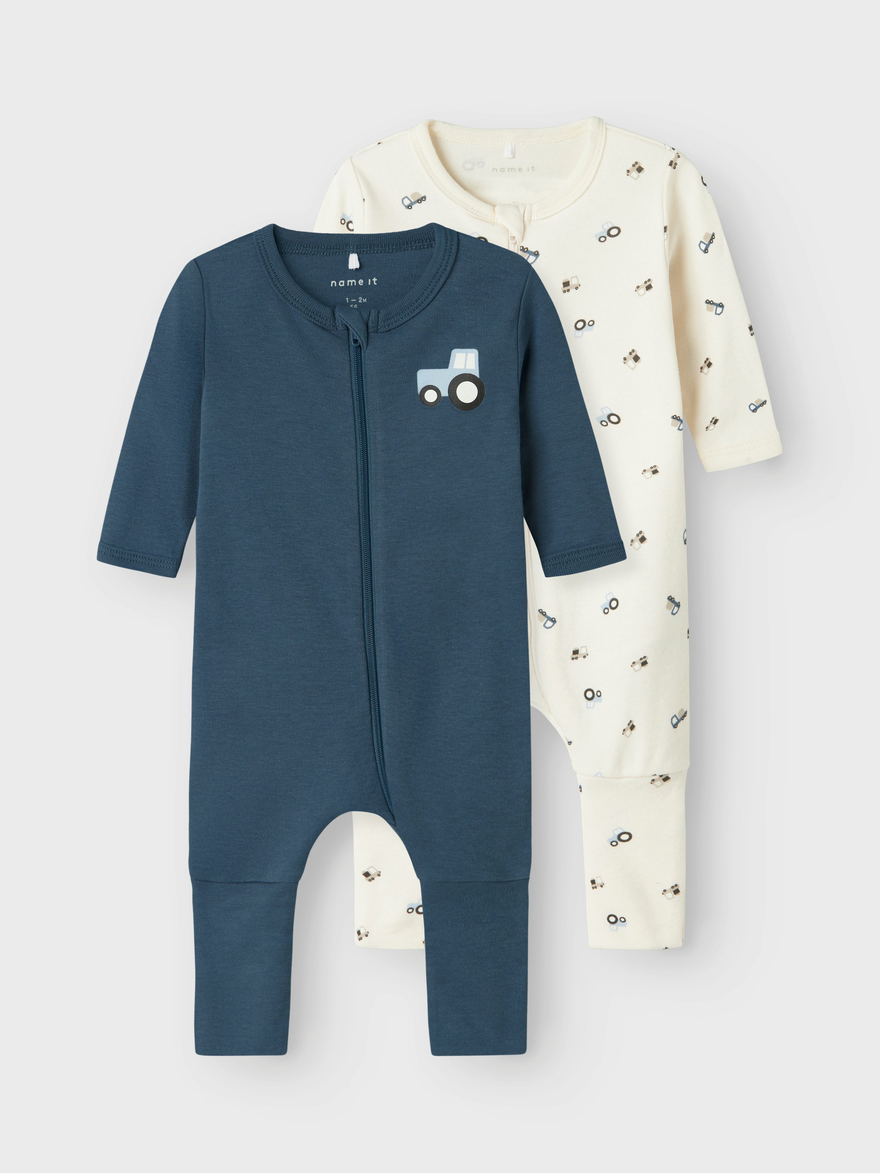 Name It Schlafanzug NBMNIGHTSUIT 2P ZIP FF JET TRACTOR NOOS (Packung, 2 tlg)