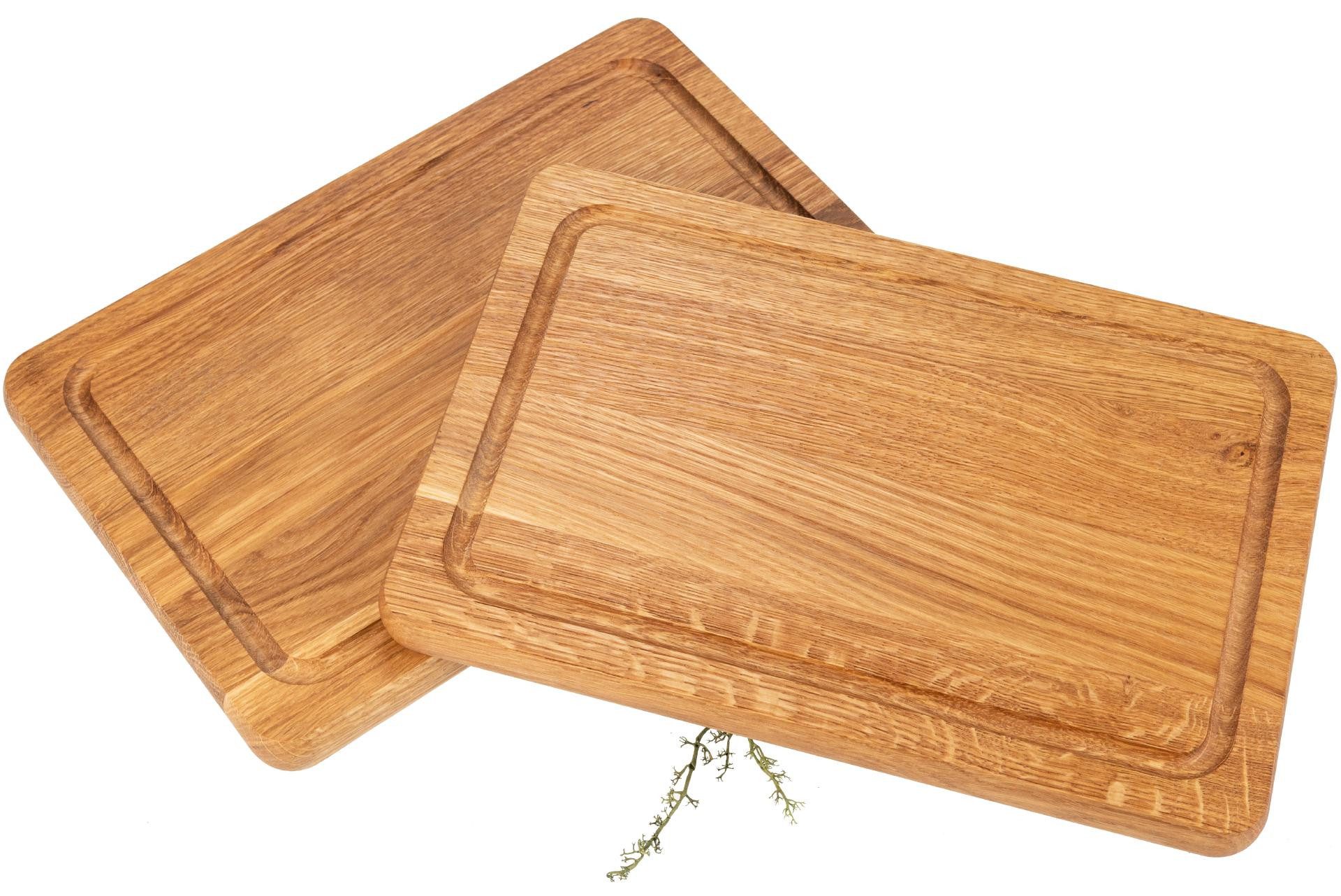 Holz Frank Schneidebrett Schneidebrett rechteckig mit Saftrille aus Eiche geölt 30 x 20 x 2 cm, Holz, (1-St)