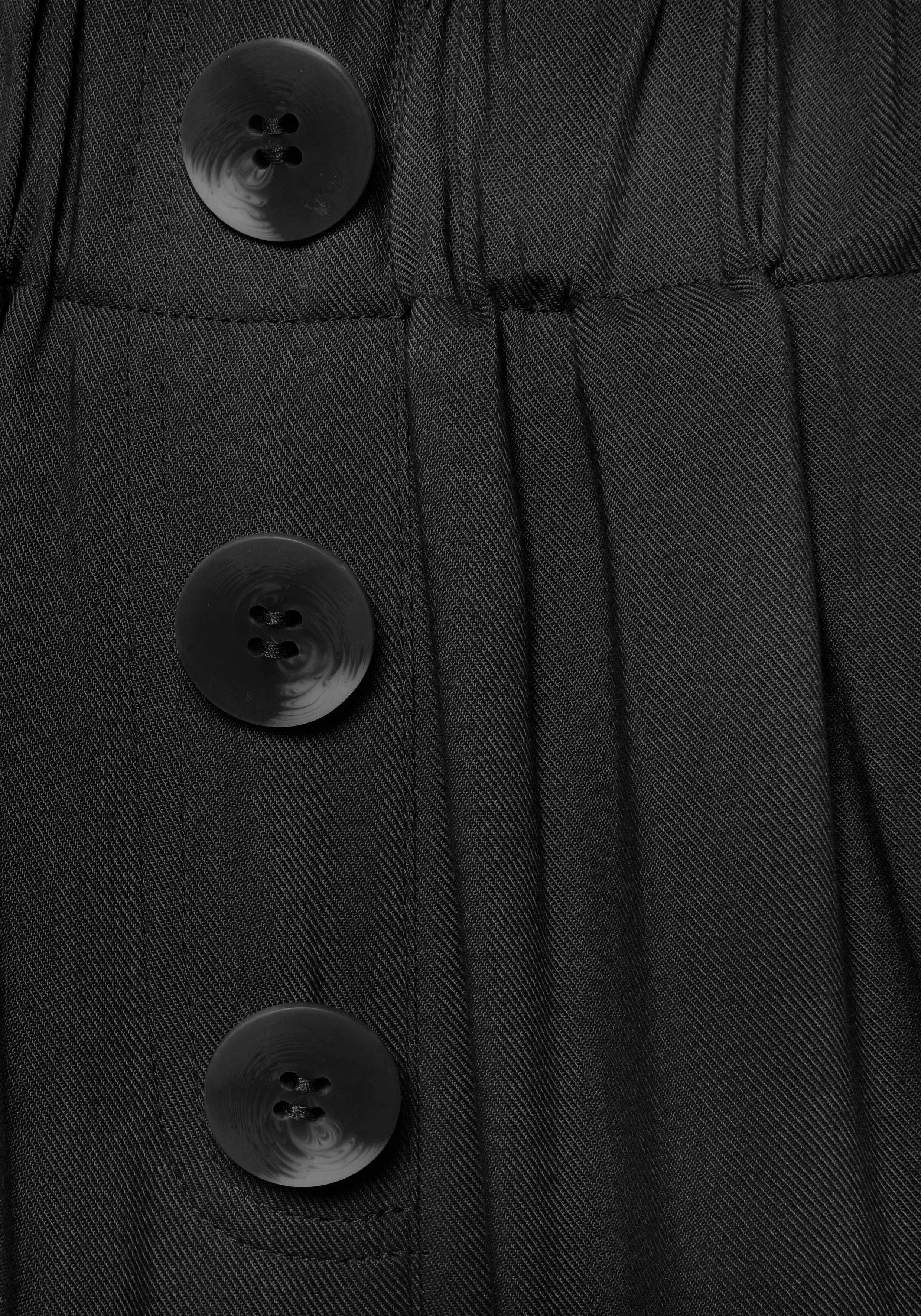 Paperbag-Hose und Zierknöpfen schwarz LASCANA Elastikbund, mit Stoffhose
