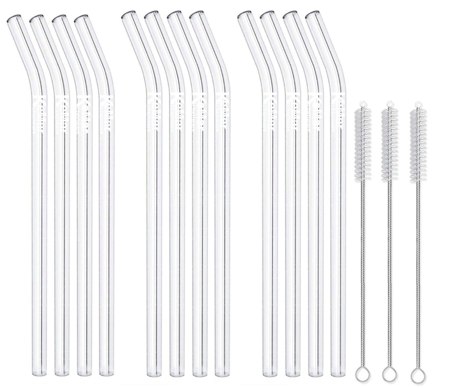 KeMar Kitchenware Trinkhalme Glastrinkhalme, (verschiedene Sets, 12-tlg., nach Auswahl), aus Borosilikat Glas