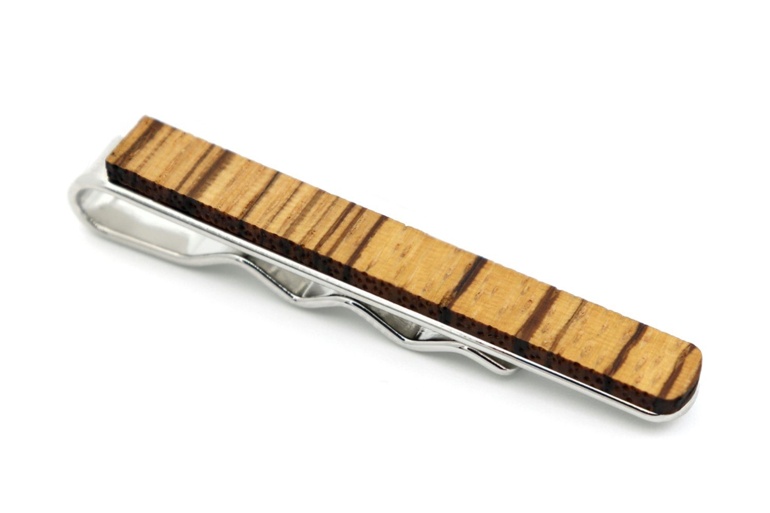 NaturSchatulle Krawattennadel Holz Klassik (5cm Edelstahl Krawattenklammer, Diverse Holzarten), Hochzeit Business Bräutigam